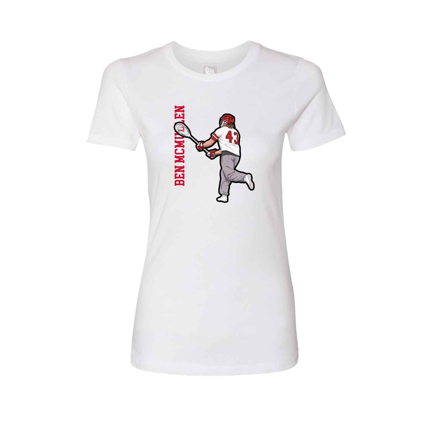 Fitted Women's Tee — Name Vertical in White