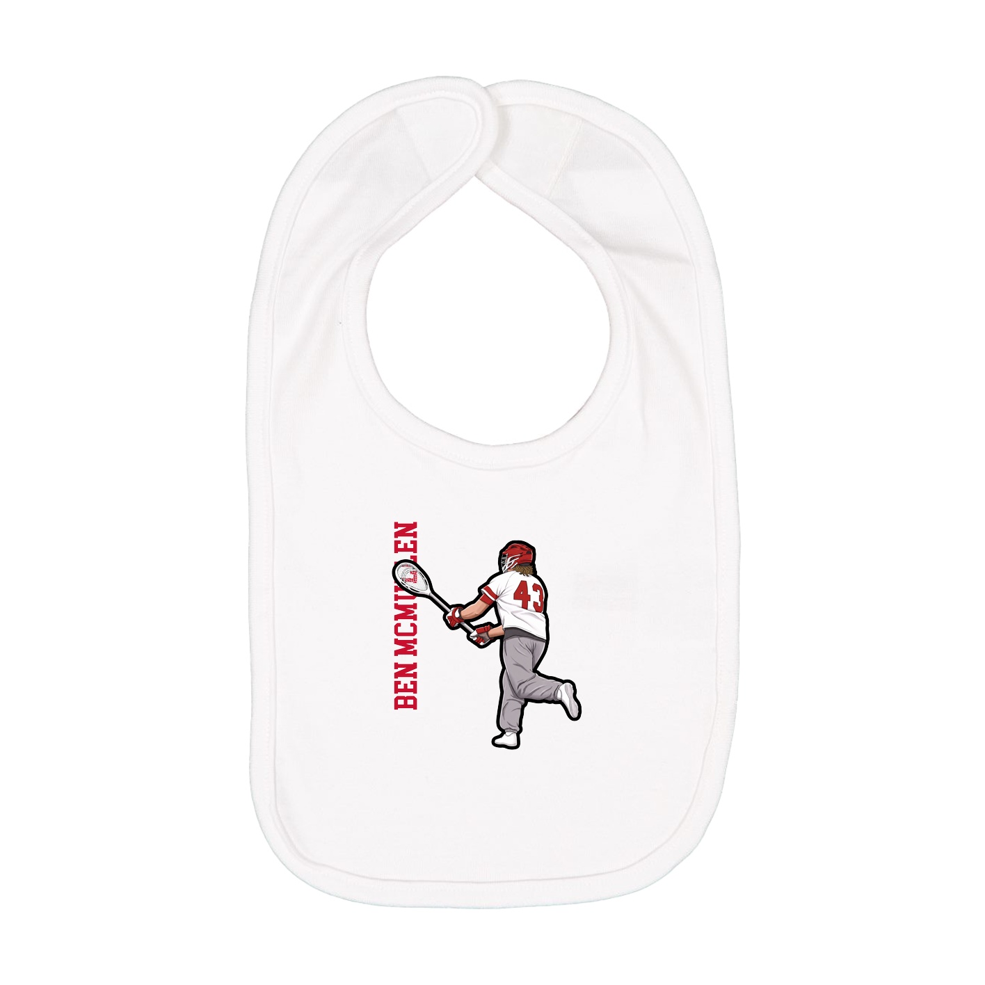 Infant Bib — Name Vertical in White