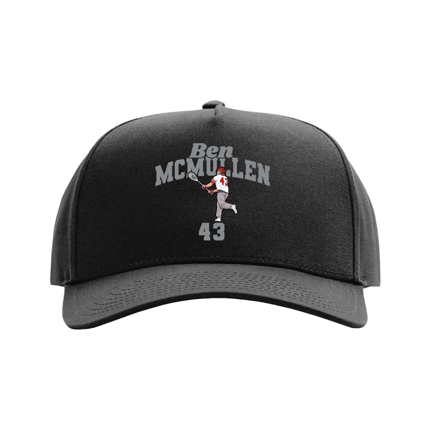 Full Fabric Five-Panel Champ Cap — Signature Arch in Black