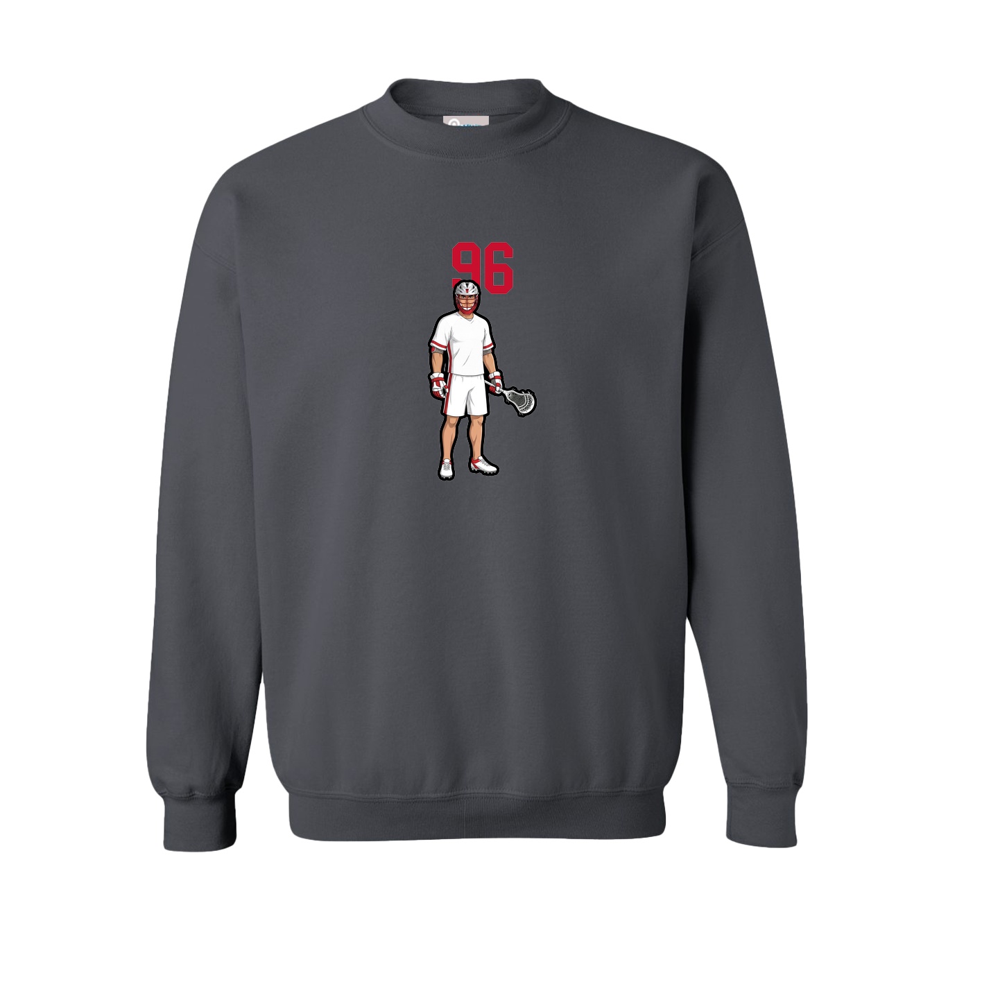 Fleece Crew — Number Top in Grey