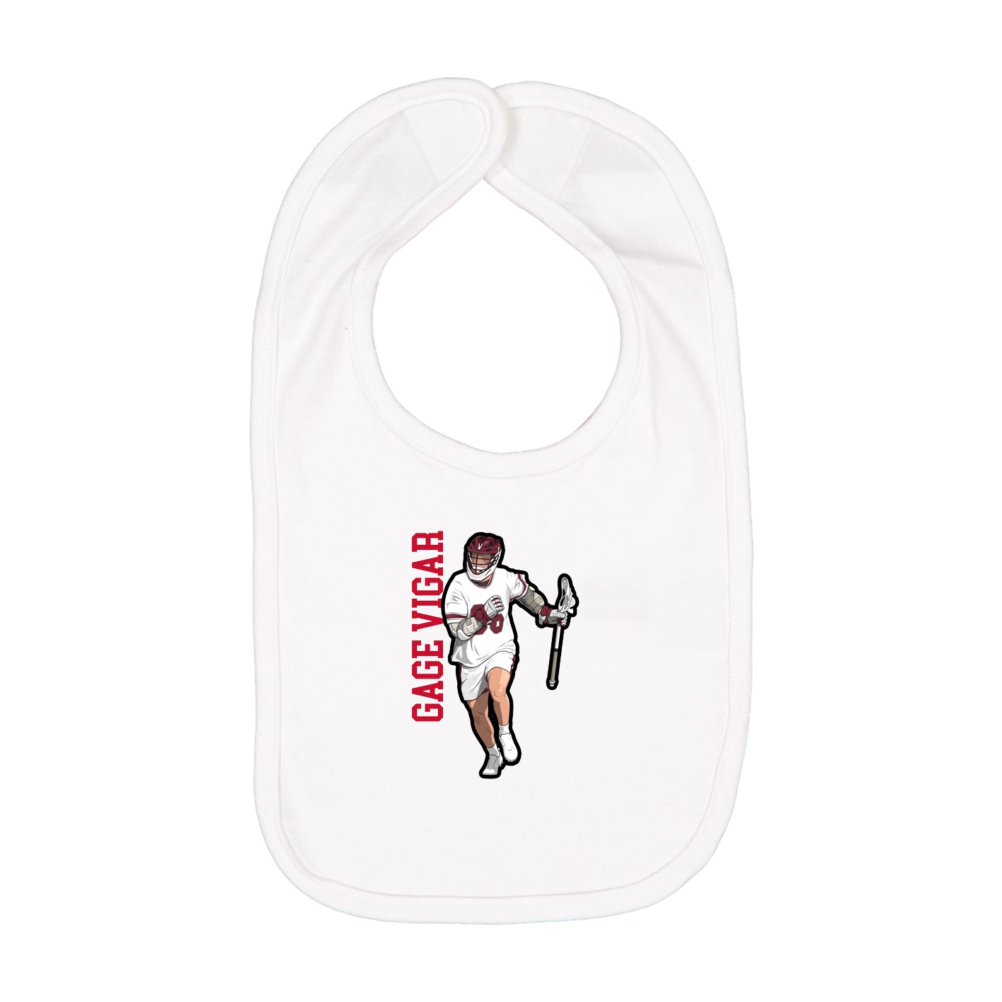 Infant Bib — Name Vertical in White