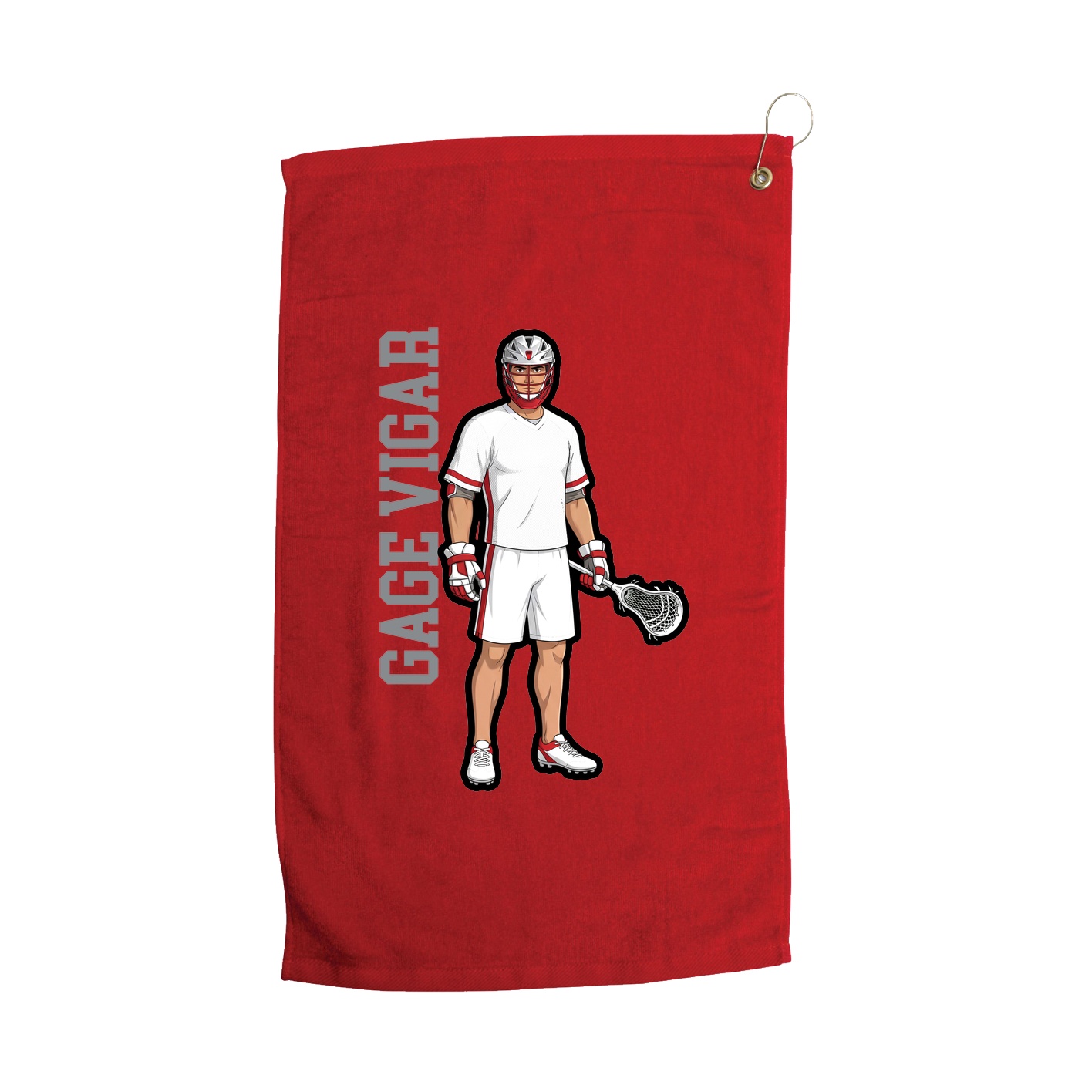 Golf Towel — Name Vertical in Red