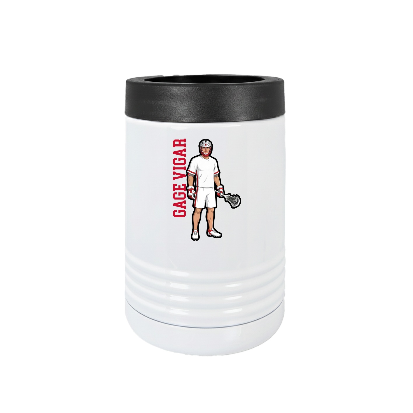 Beverage Holder — Name Vertical in White