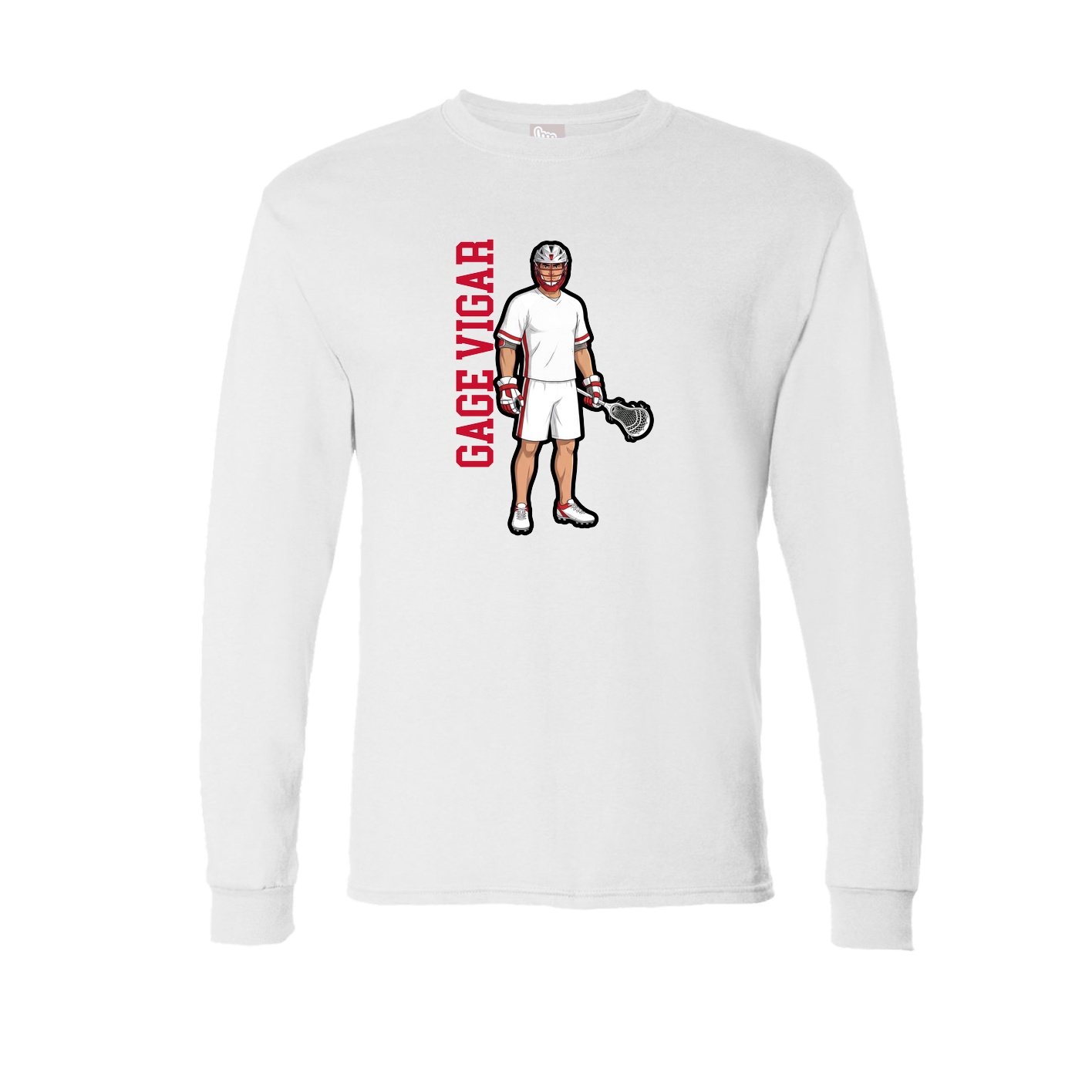 Long Sleeve Tee — Name Vertical in White