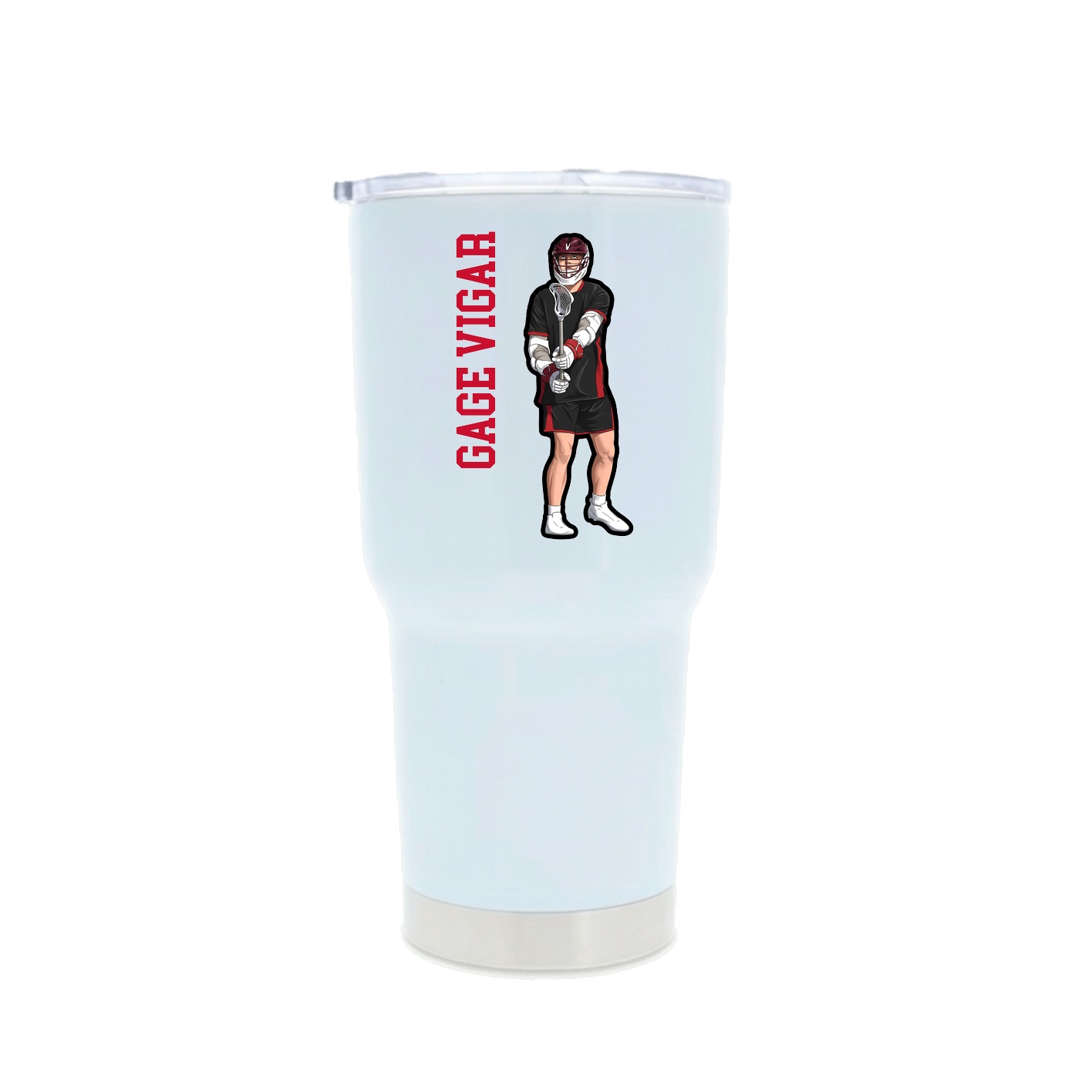 30oz Stainless Steel Tumbler — Name Vertical in White