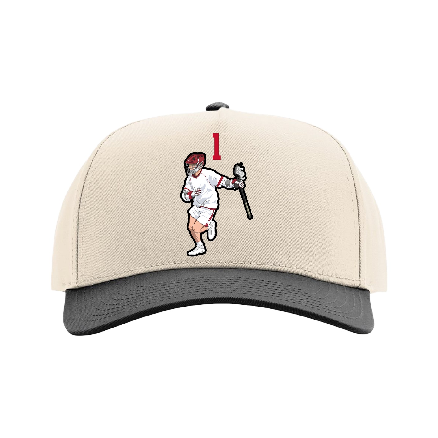 Full Fabric Five-Panel Champ Cap — Number Top in Cream/Black
