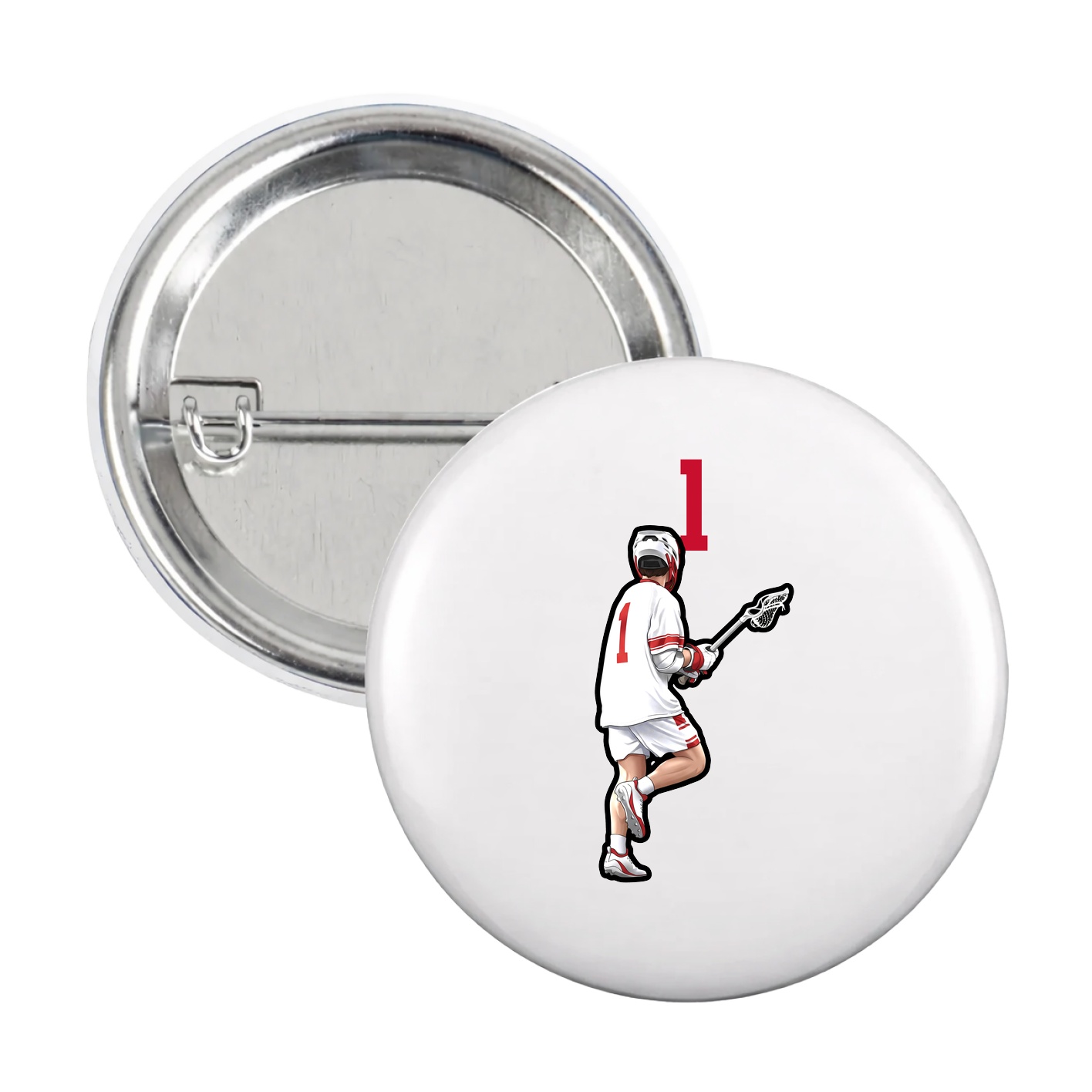 Game Day Button — Number Top in White