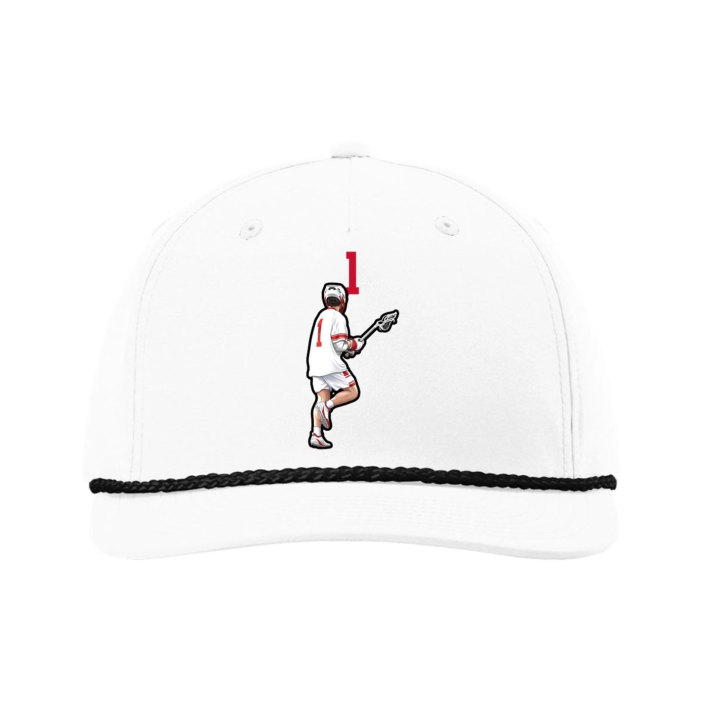 Five-Panel Classic Rope Cap — Number Top in White