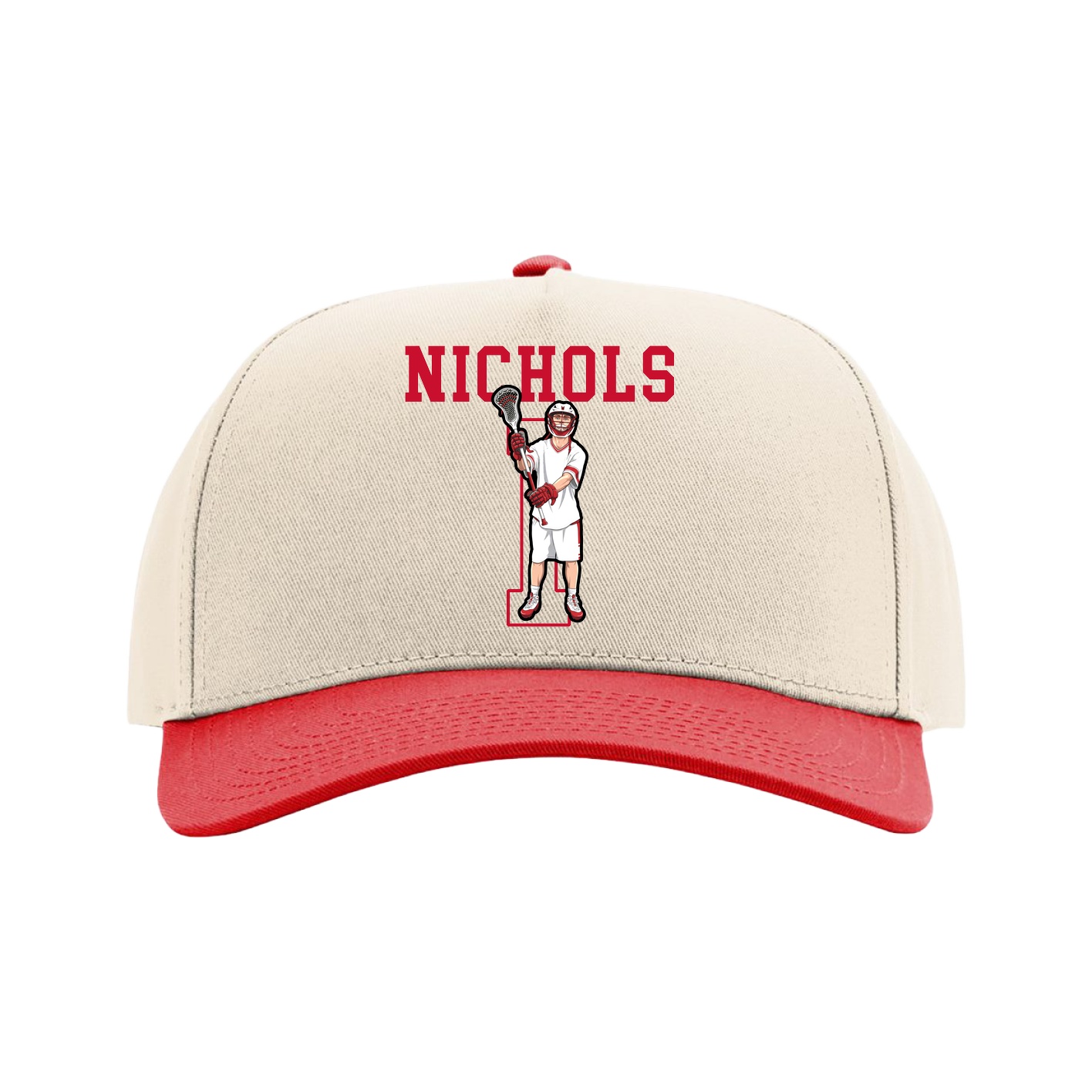 Full Fabric Five-Panel Champ Cap — Shirsey in Cream/Red