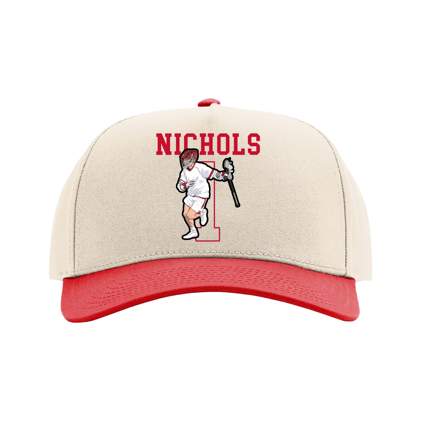 Full Fabric Five-Panel Champ Cap — Shirsey in Cream/Red