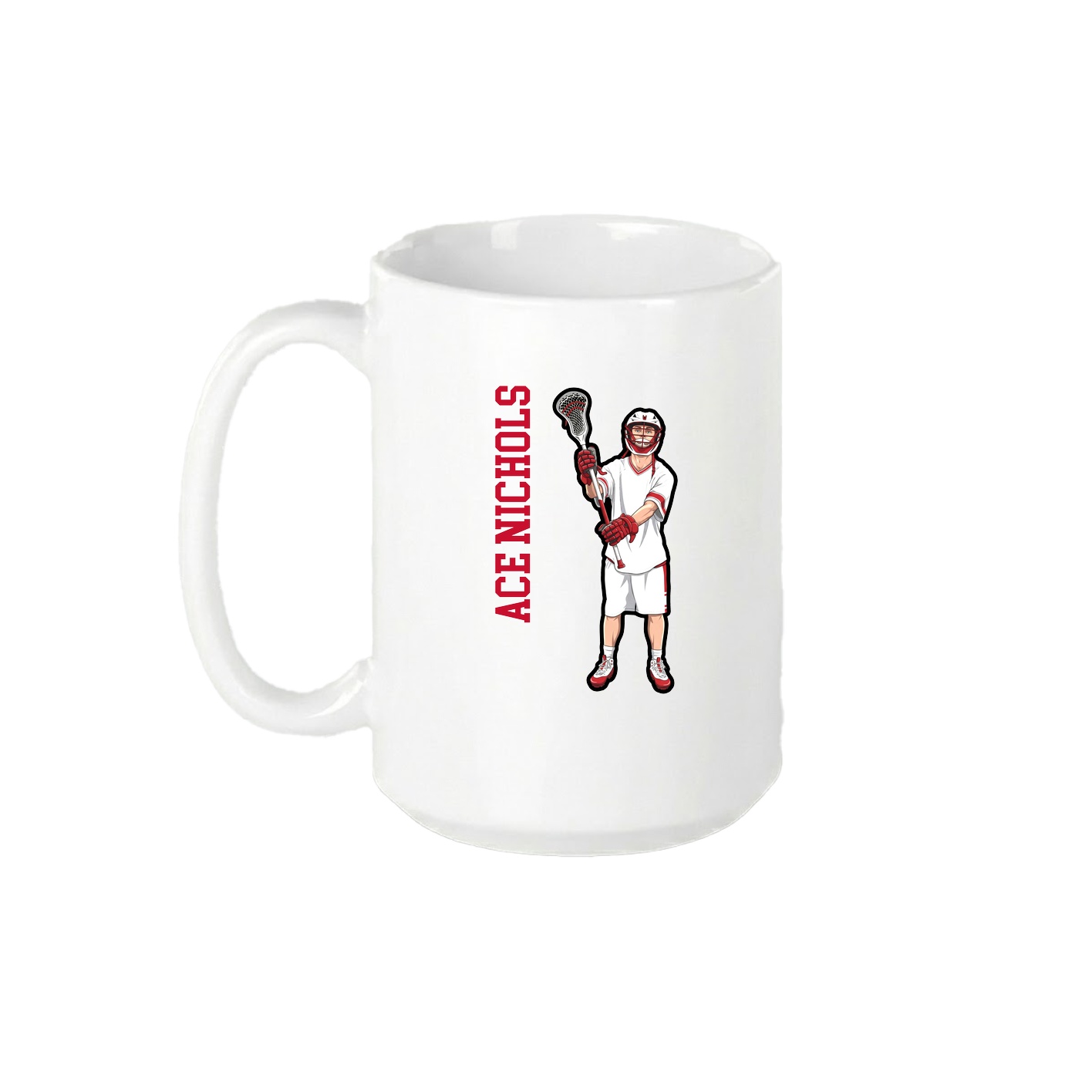 15oz Coffee Mug — Name Vertical in White