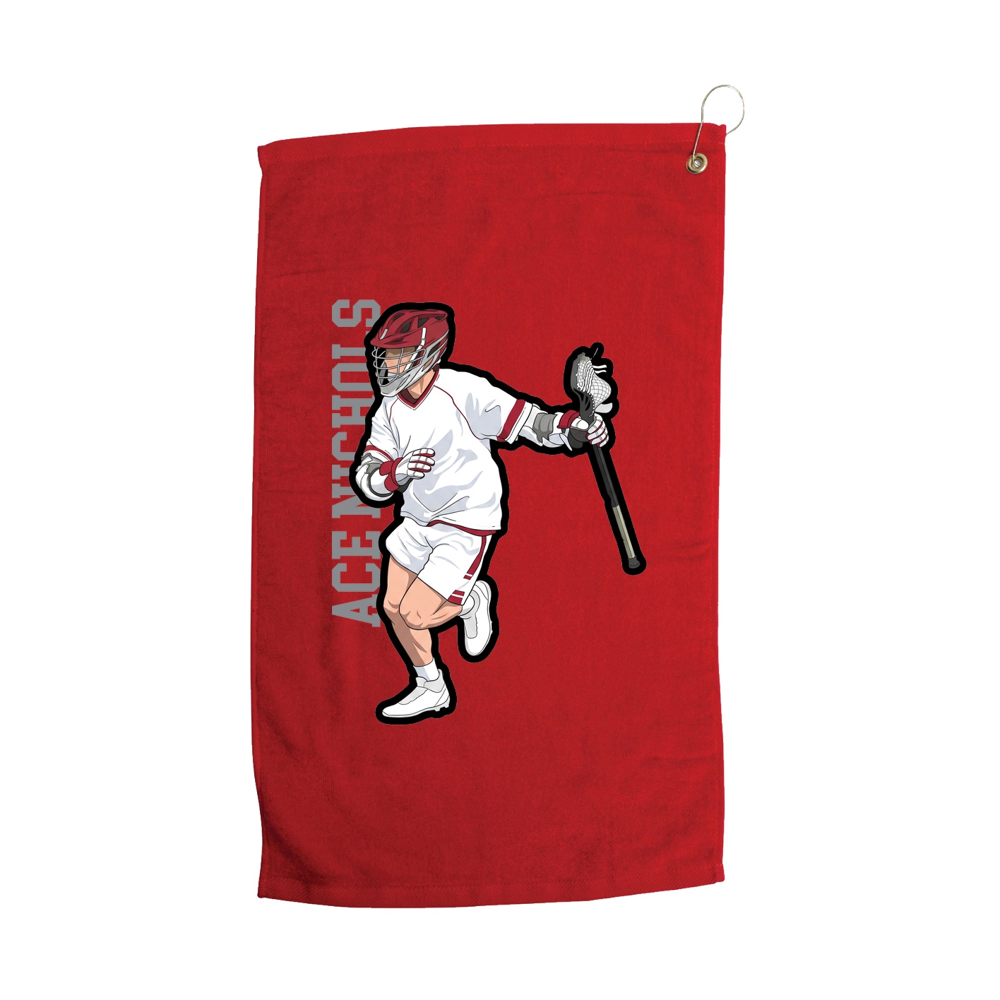 Golf Towel — Name Vertical in Red