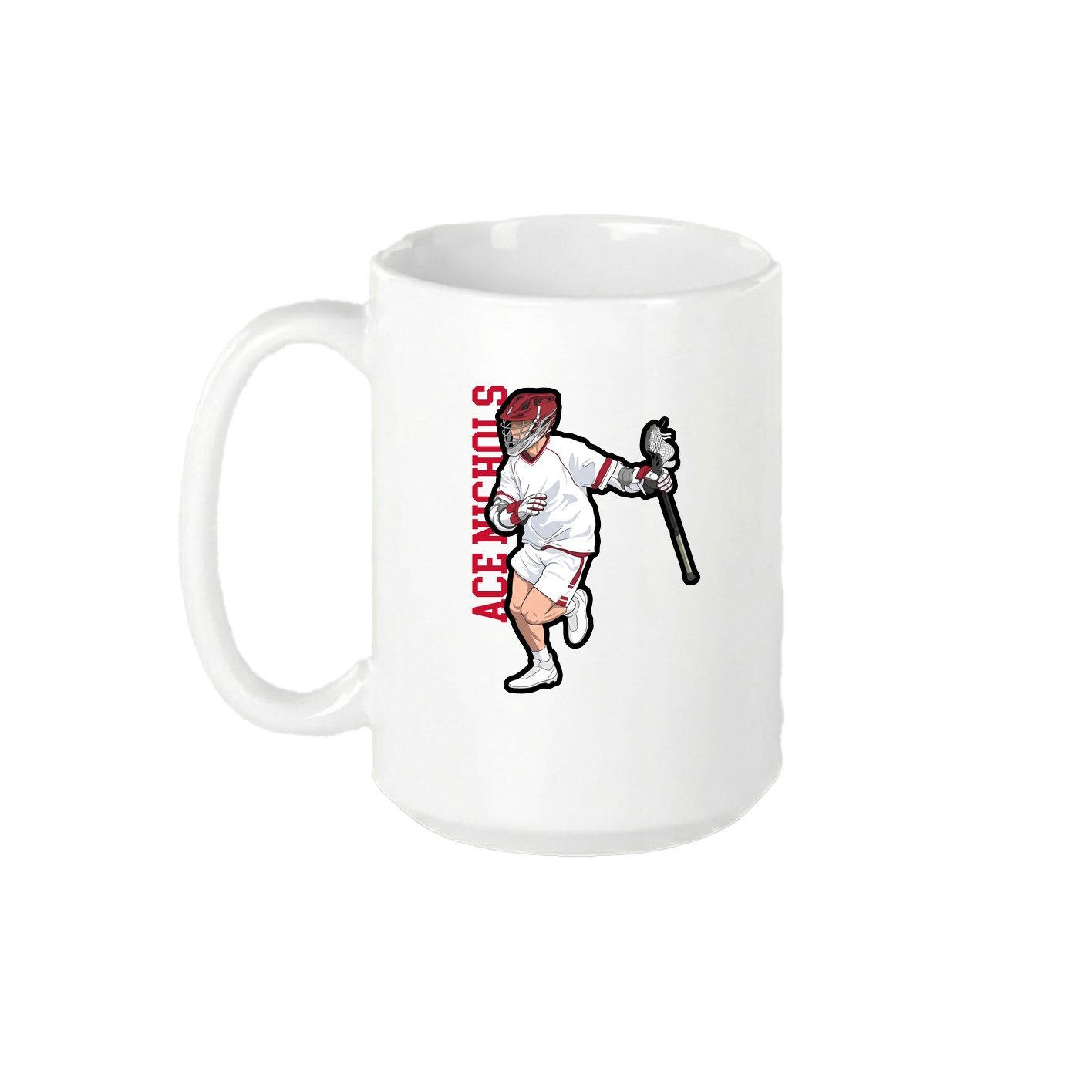 15oz Coffee Mug — Name Vertical in White