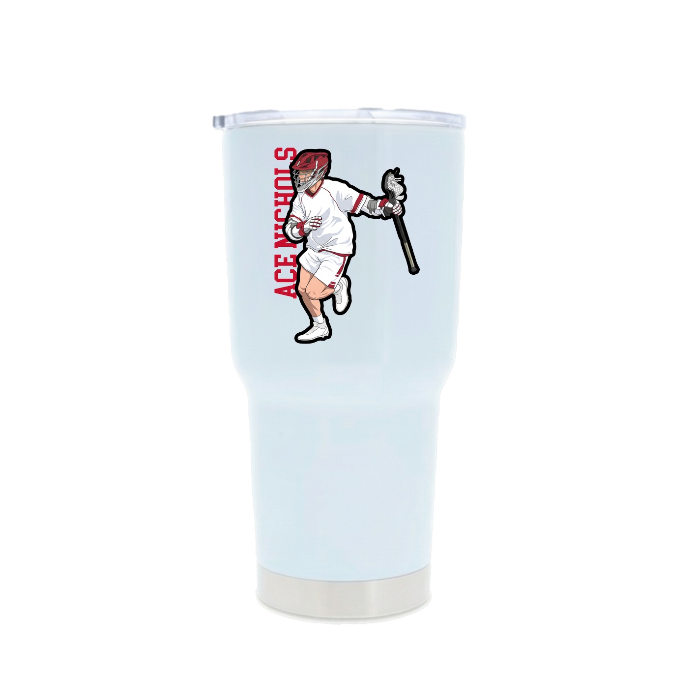 30oz Stainless Steel Tumbler — Name Vertical in White