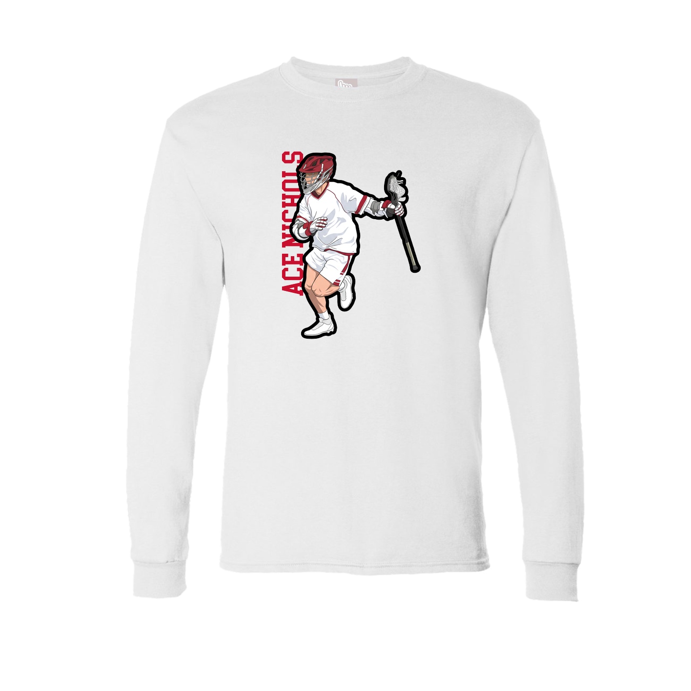 Long Sleeve Tee — Name Vertical in White