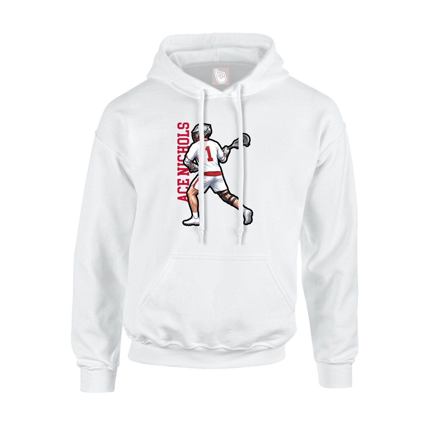 Youth Hoodie — Name Vertical in White