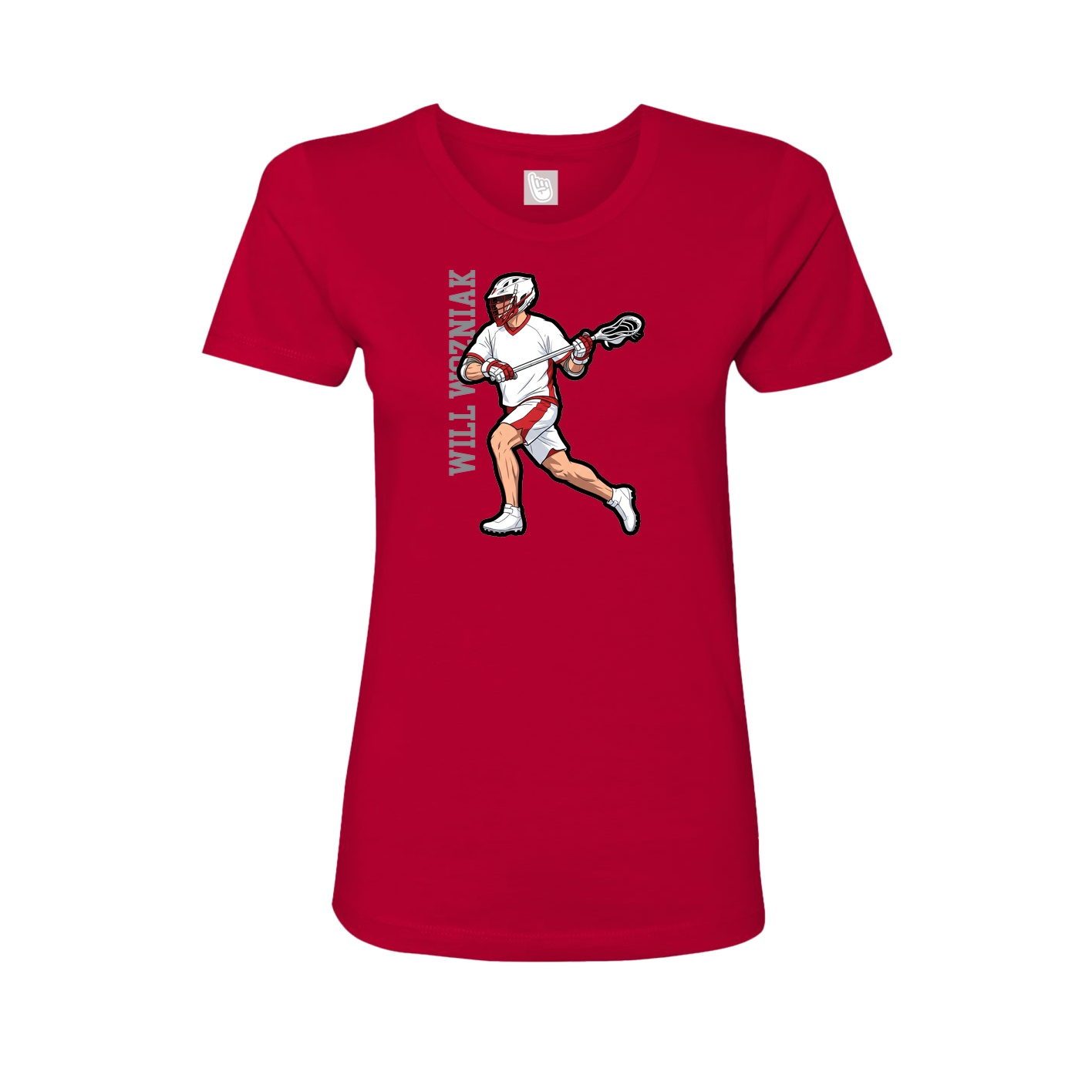 Fitted Women's Tee — Name Vertical in Red