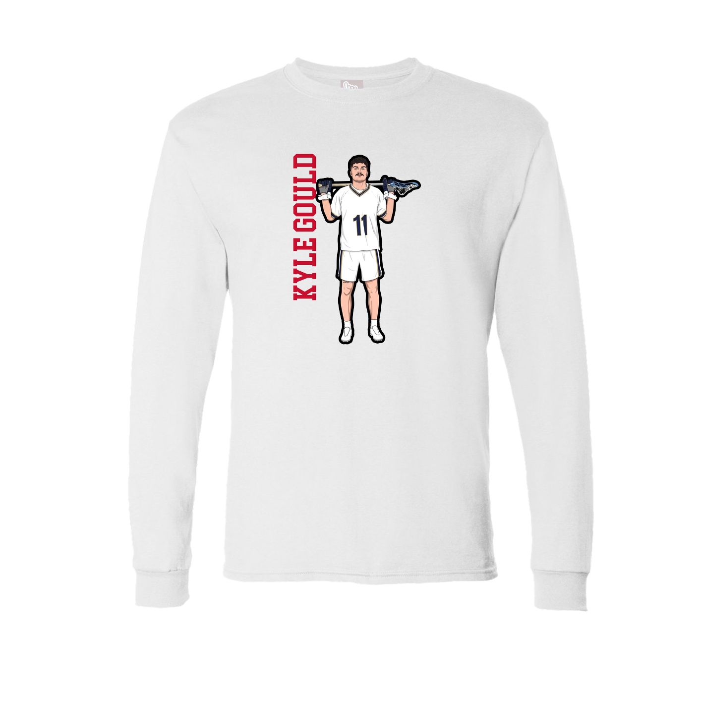 Long Sleeve Tee — Name Vertical in White