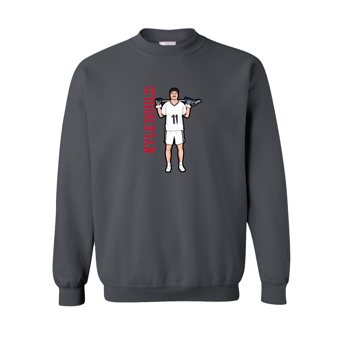 Fleece Crew — Name Vertical in Grey