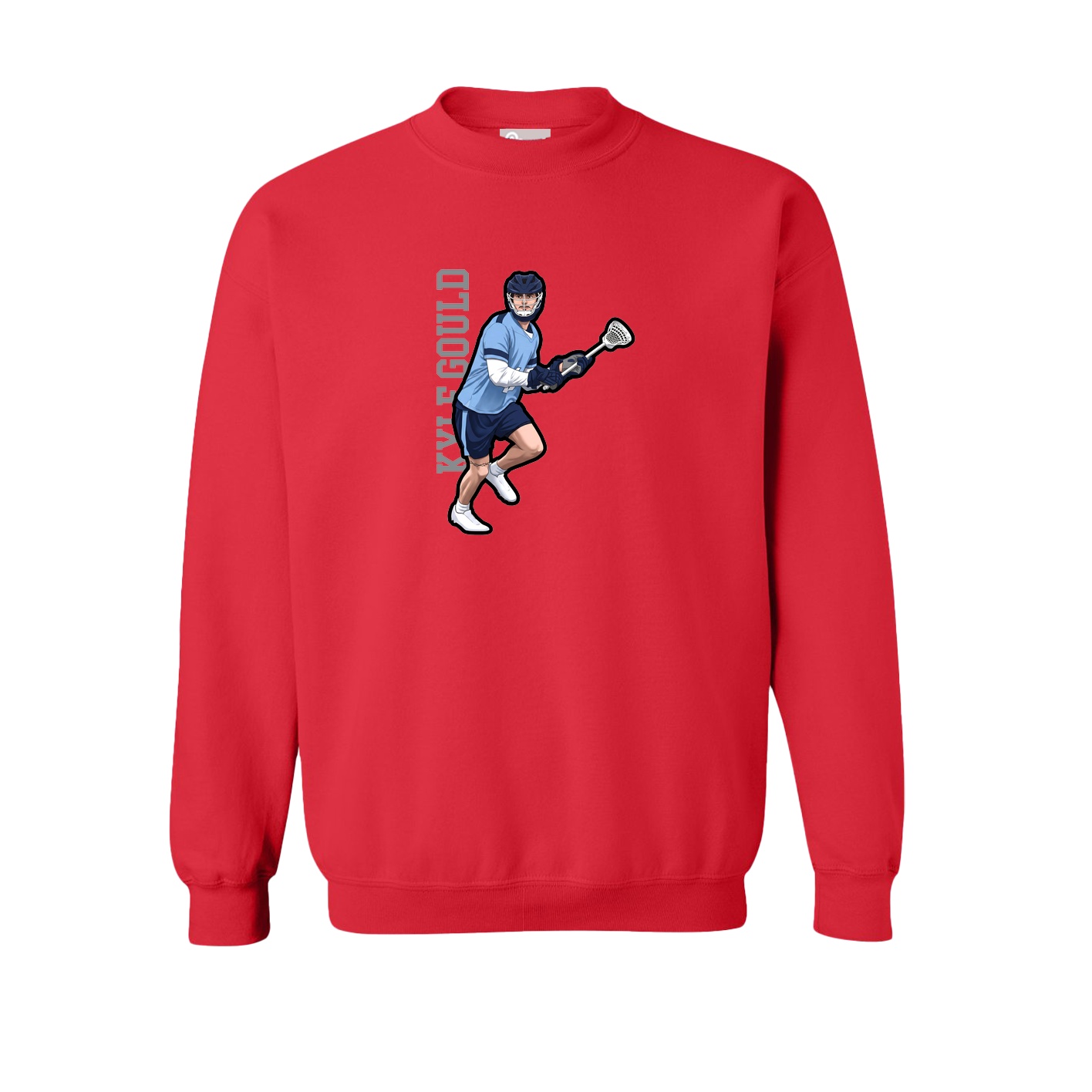 Fleece Crew — Name Vertical in Red