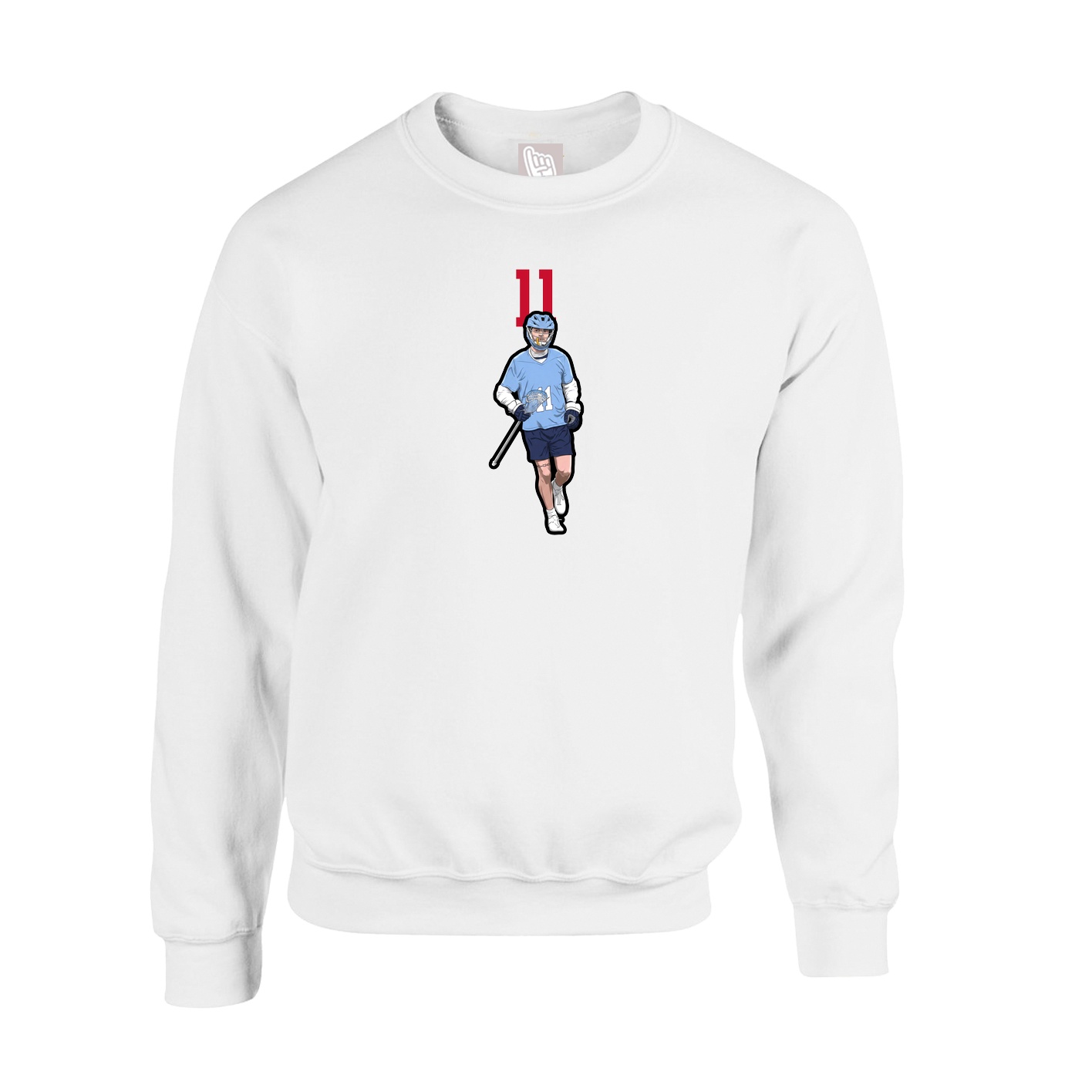 Fleece Crew — Number Top in White