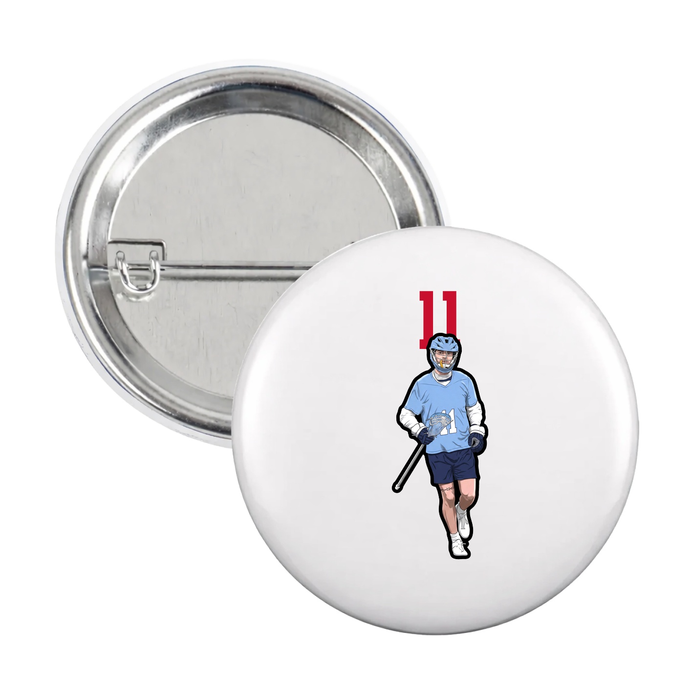 Game Day Button — Number Top in White