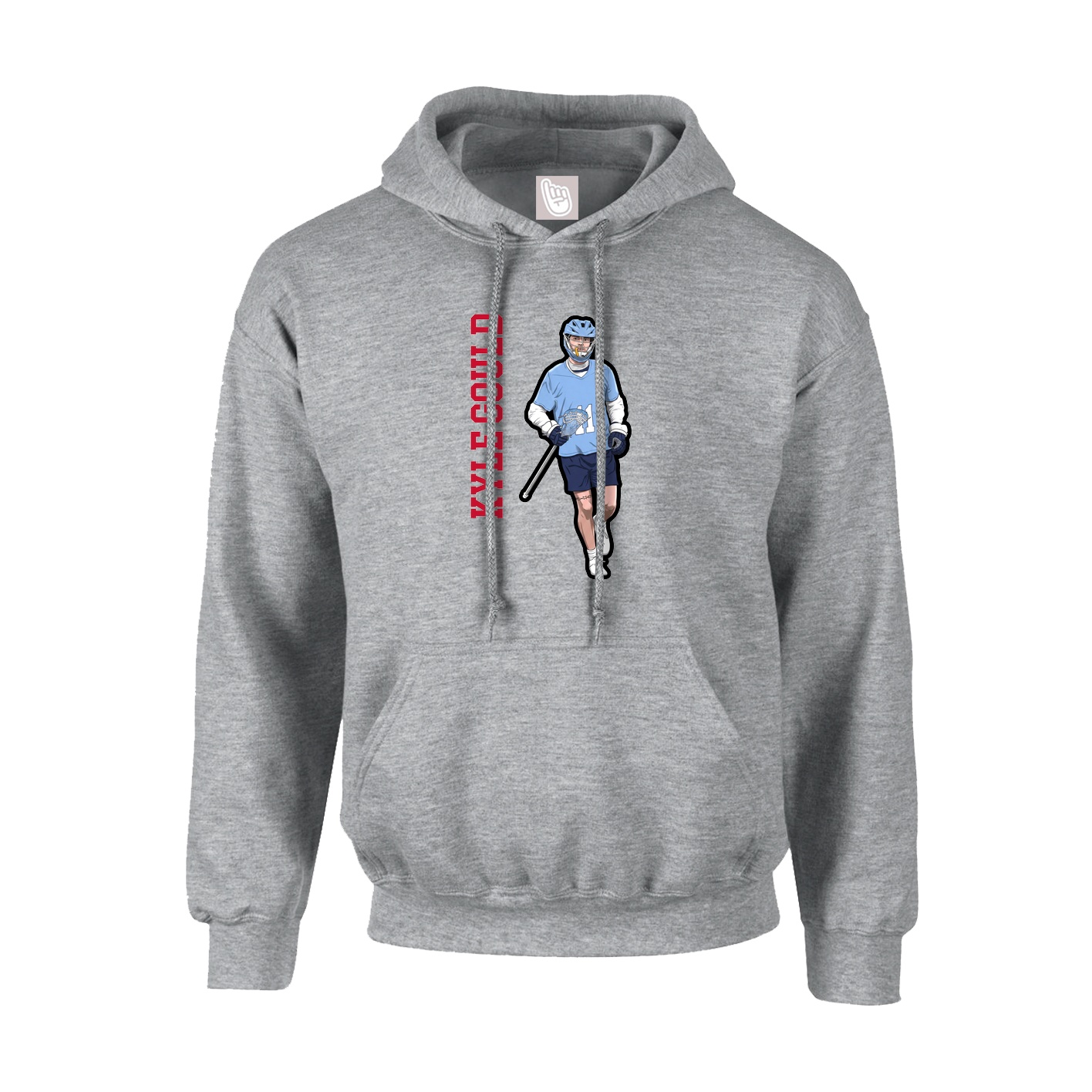 Hoodie — Name Vertical in Grey