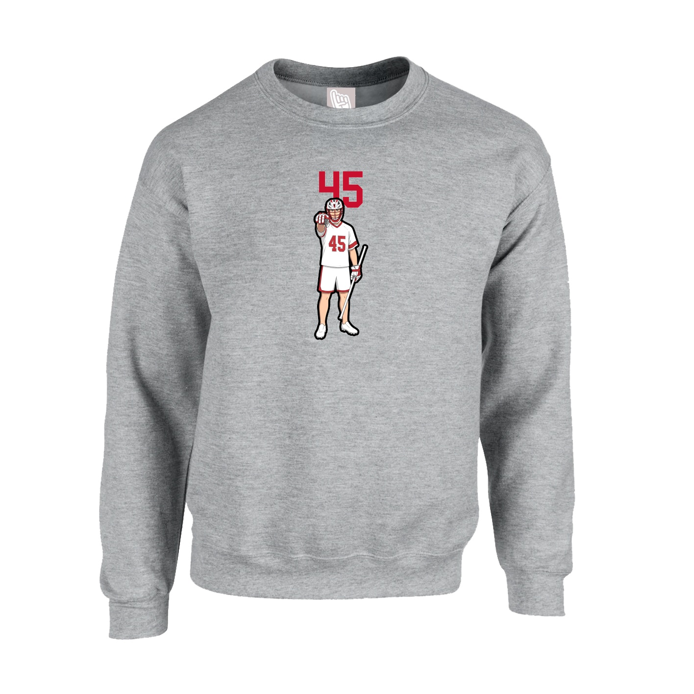 Fleece Crew — Number Top in Grey