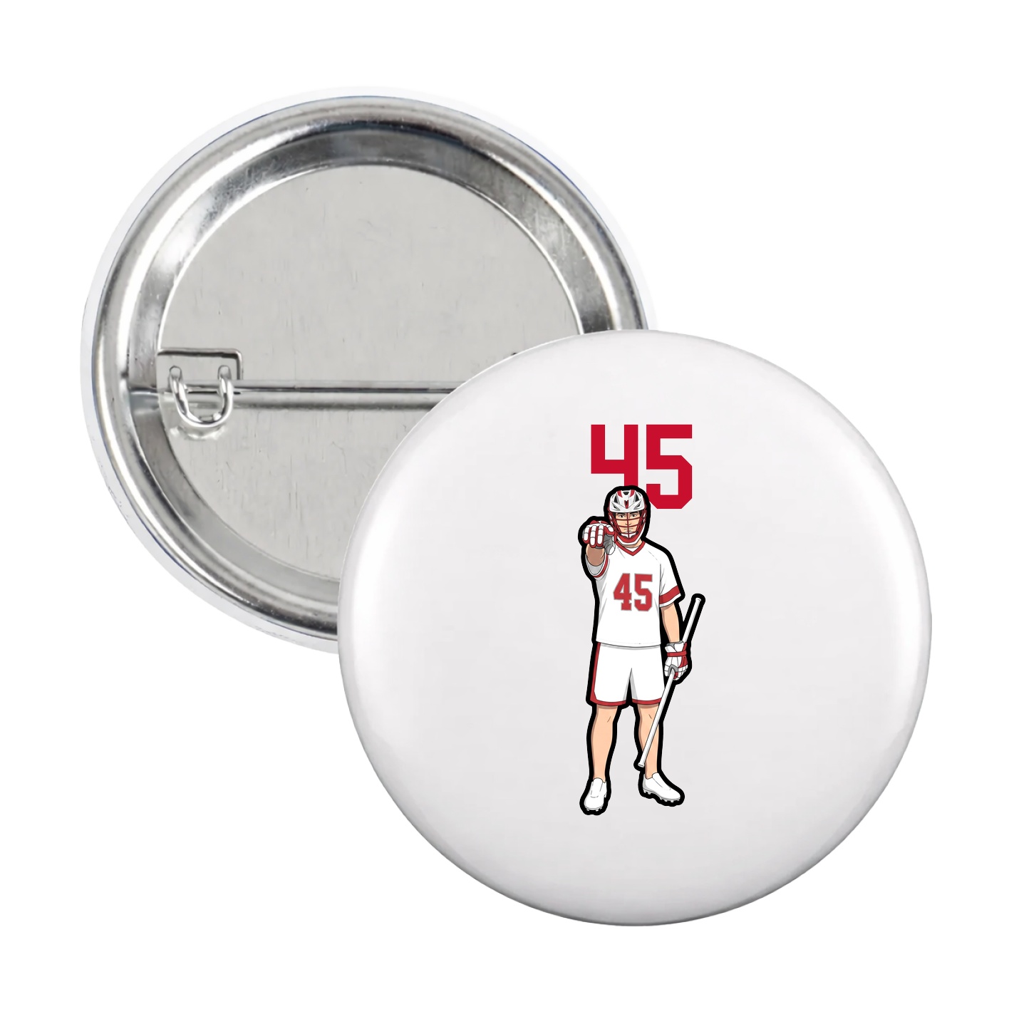 Game Day Button — Number Top in White