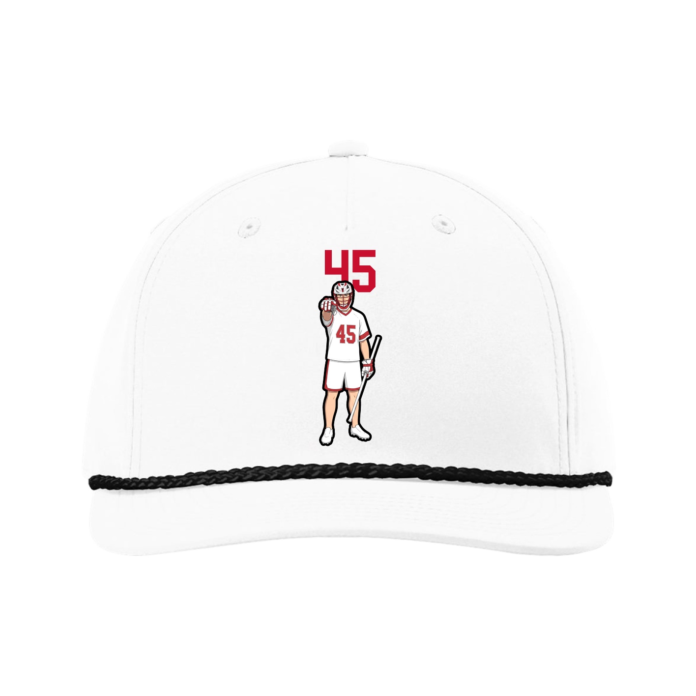 Five-Panel Classic Rope Cap — Number Top in White