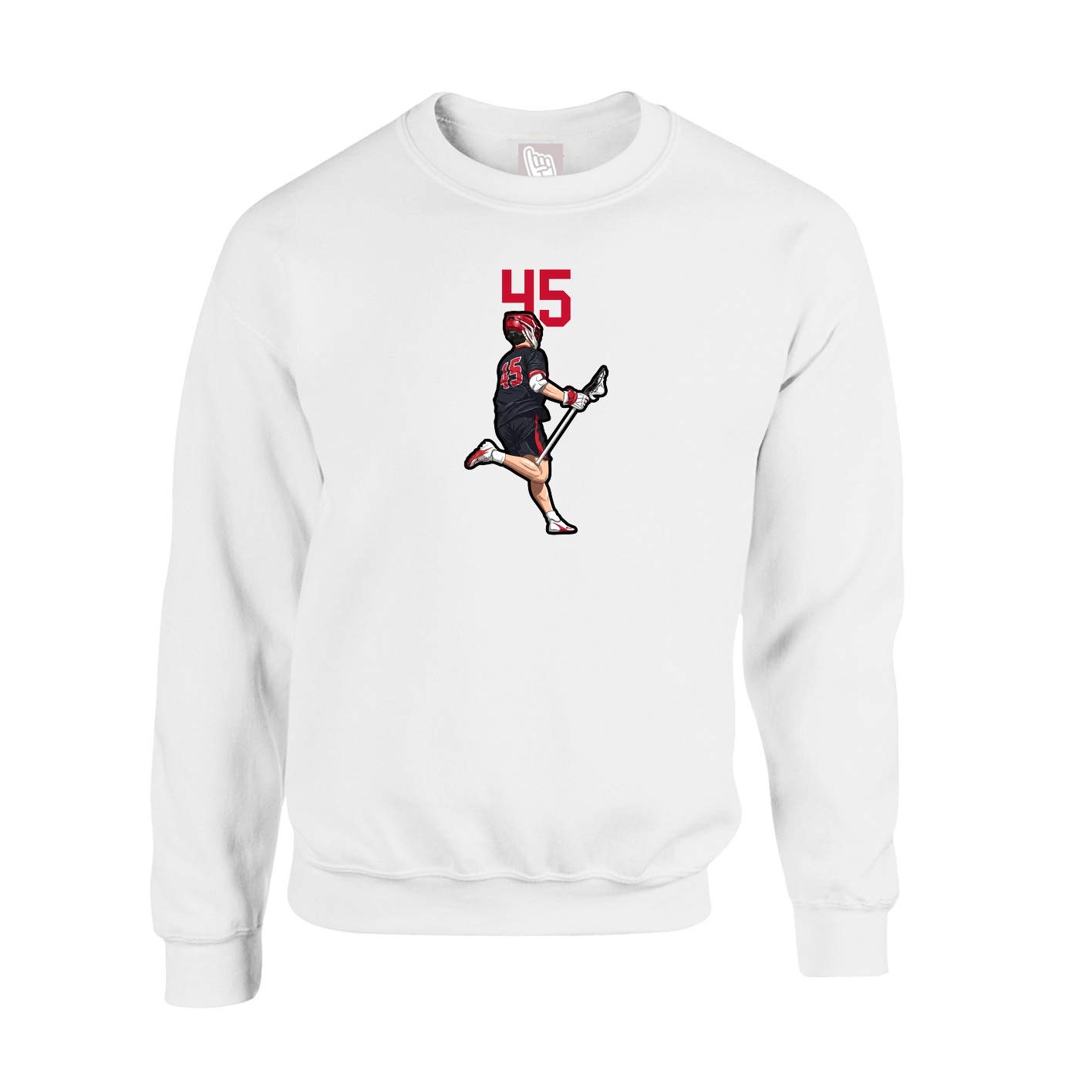 Fleece Crew — Number Top in White