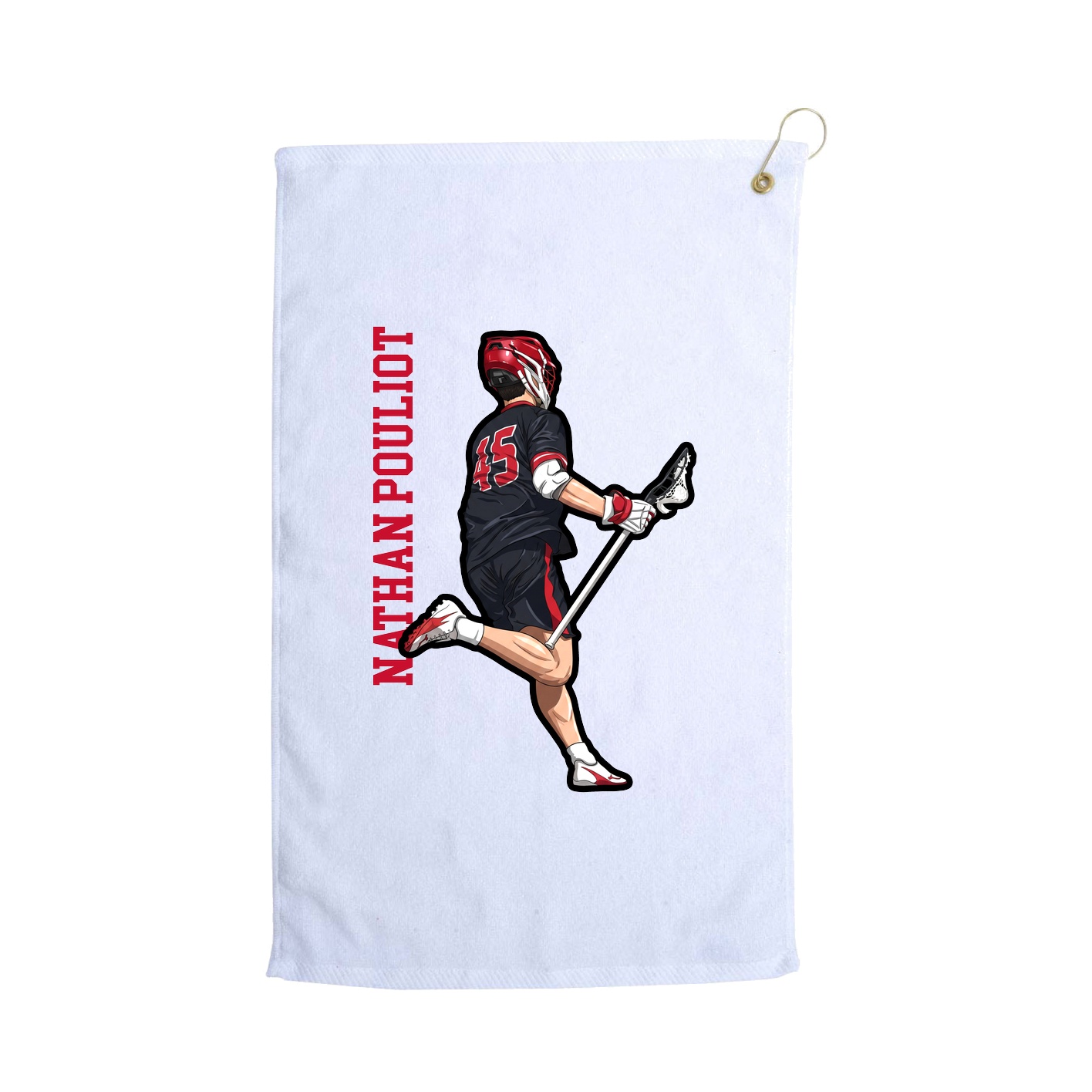 Golf Towel — Name Vertical in White