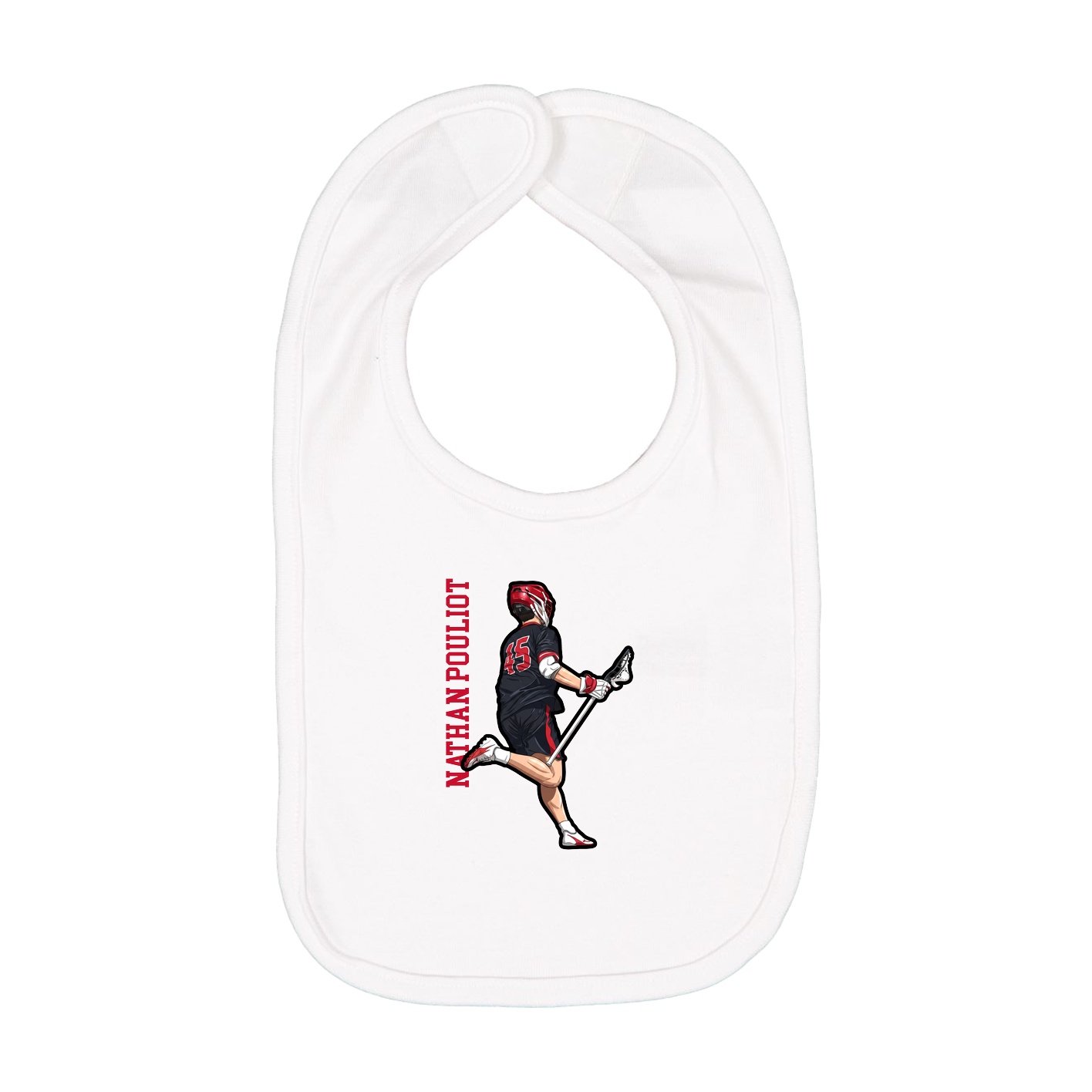 Infant Bib — Name Vertical in White