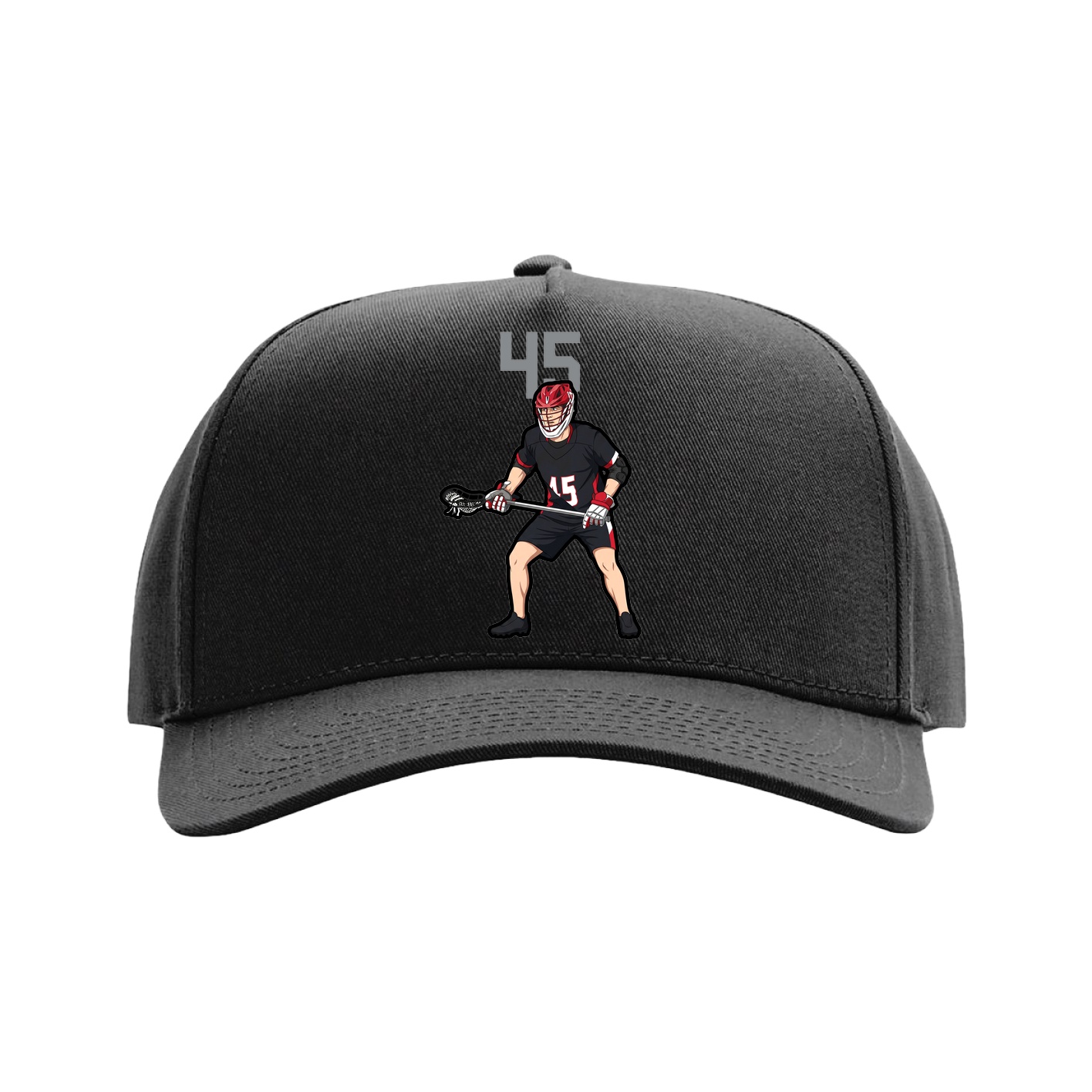 Full Fabric Five-Panel Champ Cap — Number Top in Black