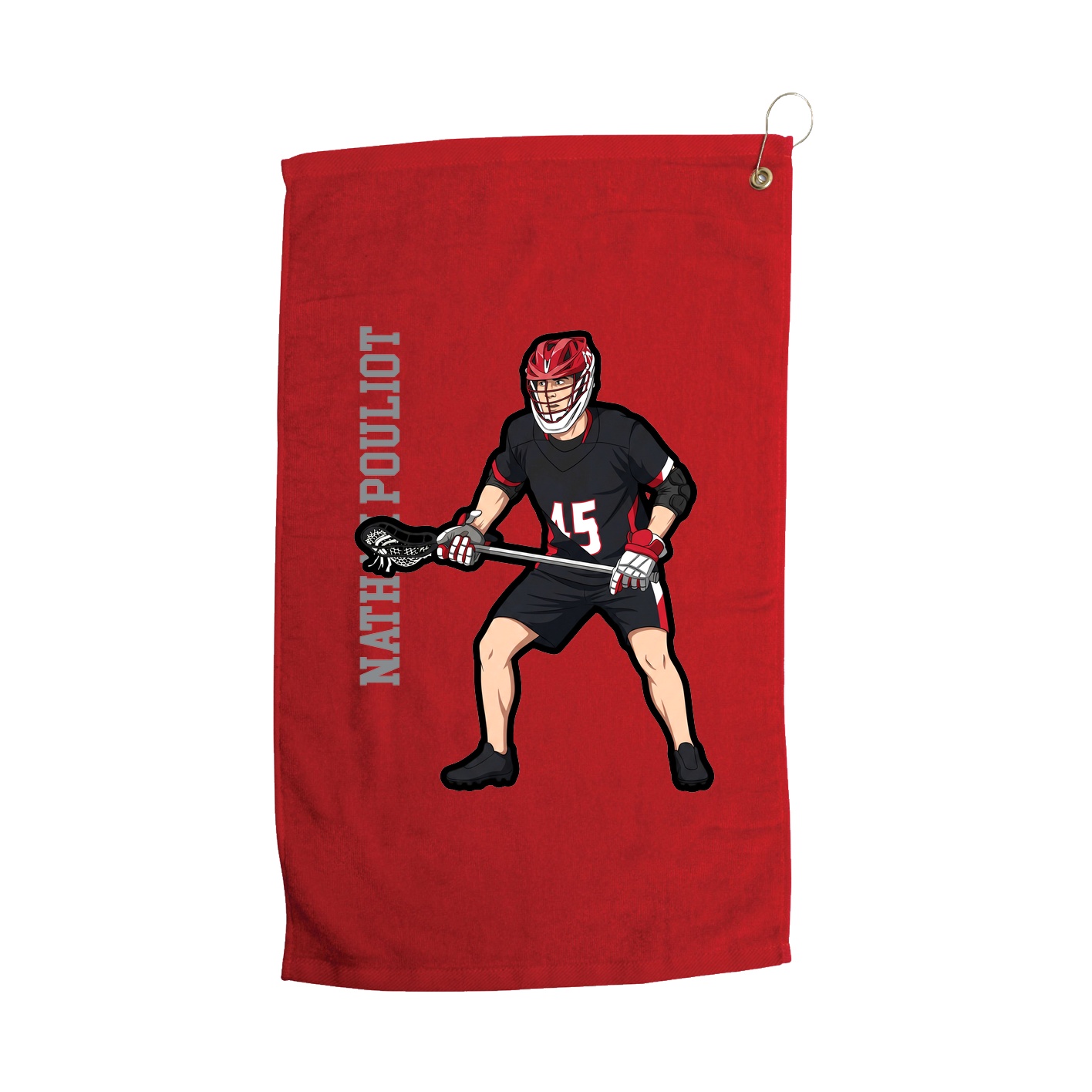 Golf Towel — Name Vertical in Red