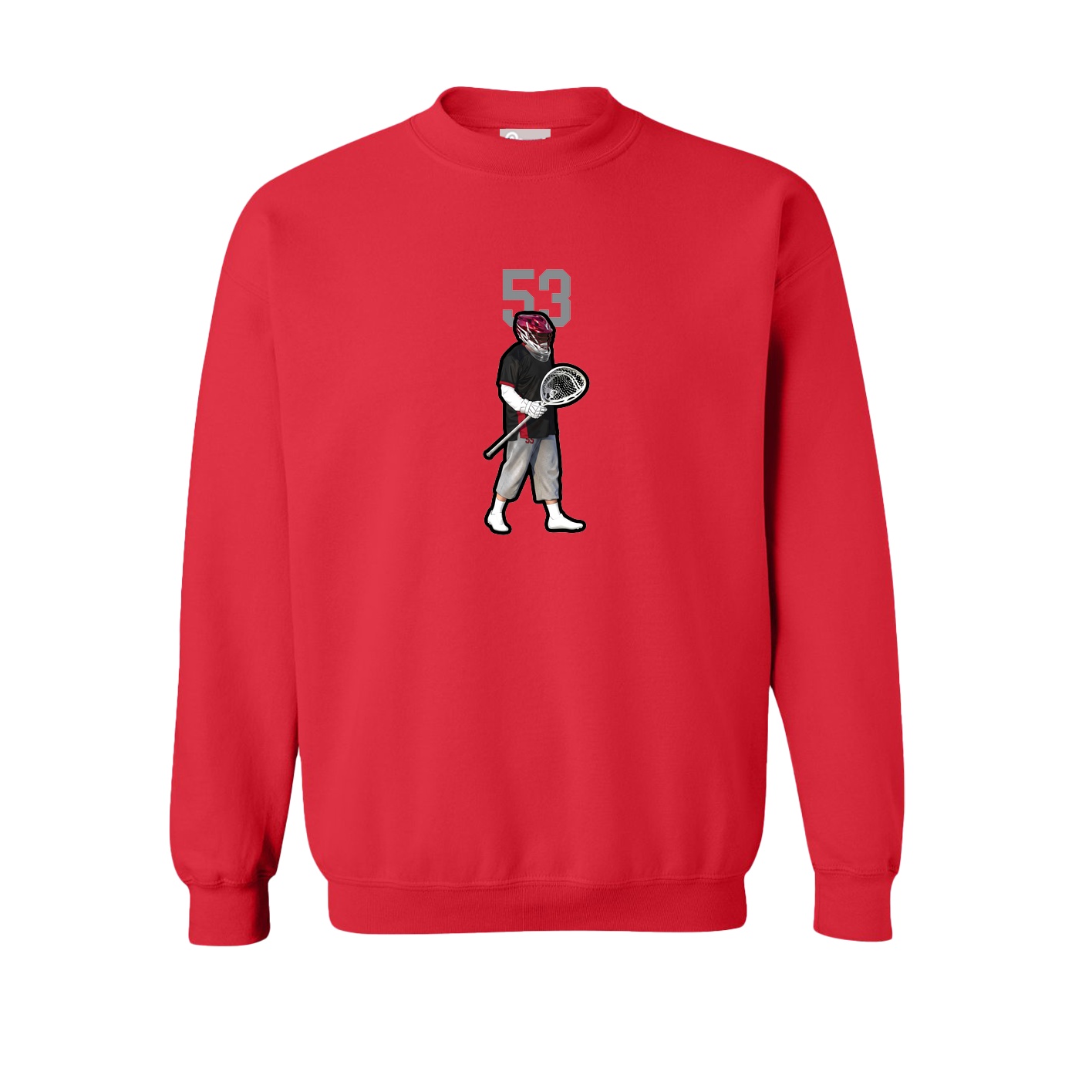 Fleece Crew — Number Top in Red