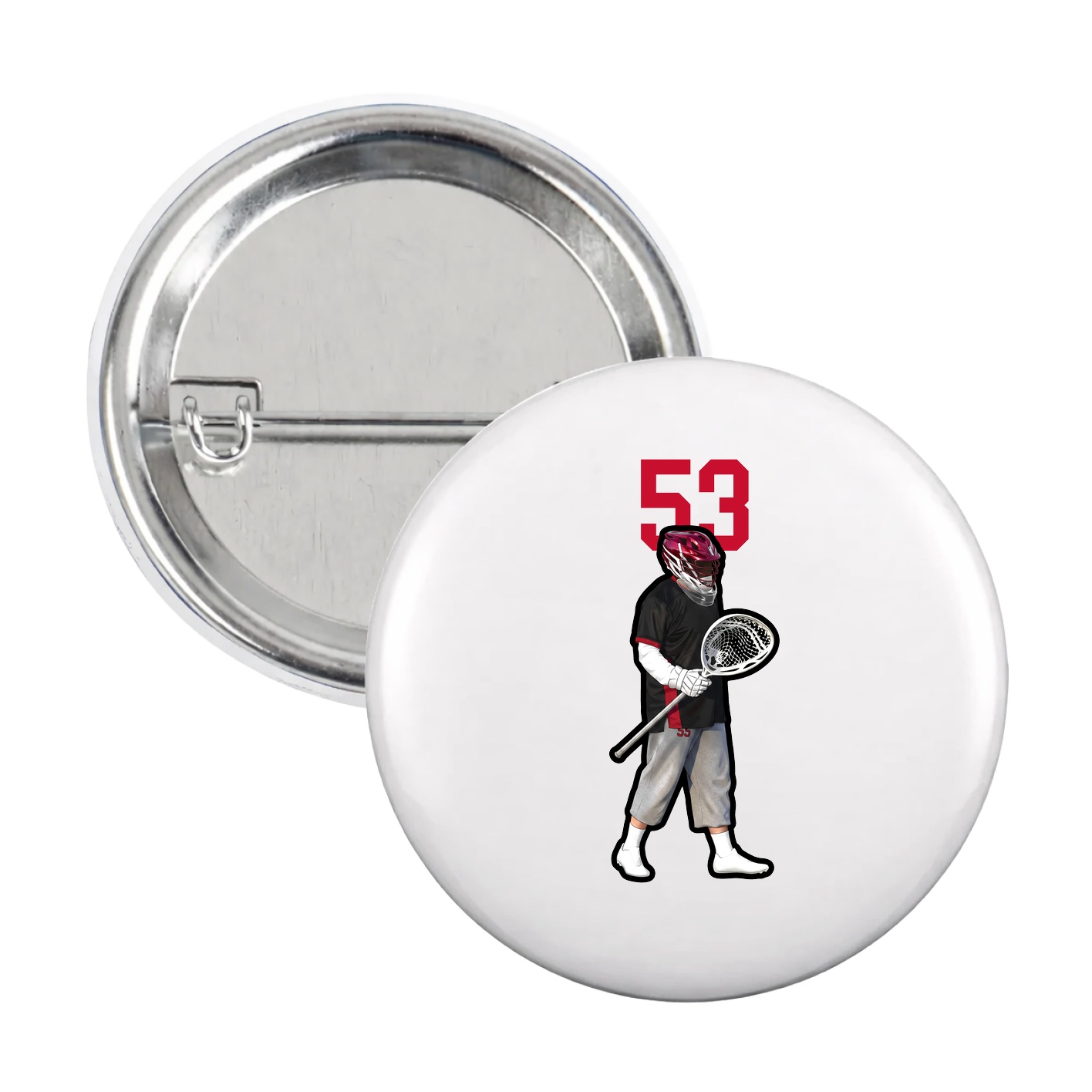 Game Day Button — Number Top in White