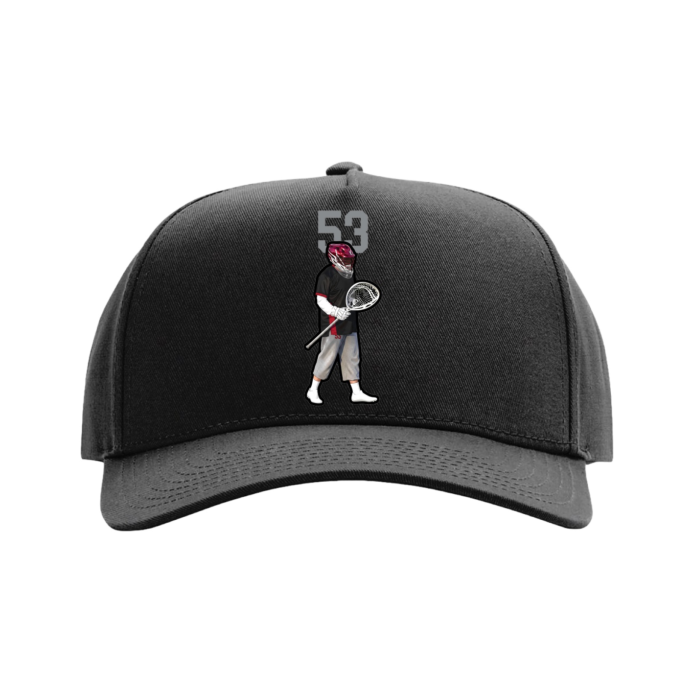Full Fabric Five-Panel Champ Cap — Number Top in Black