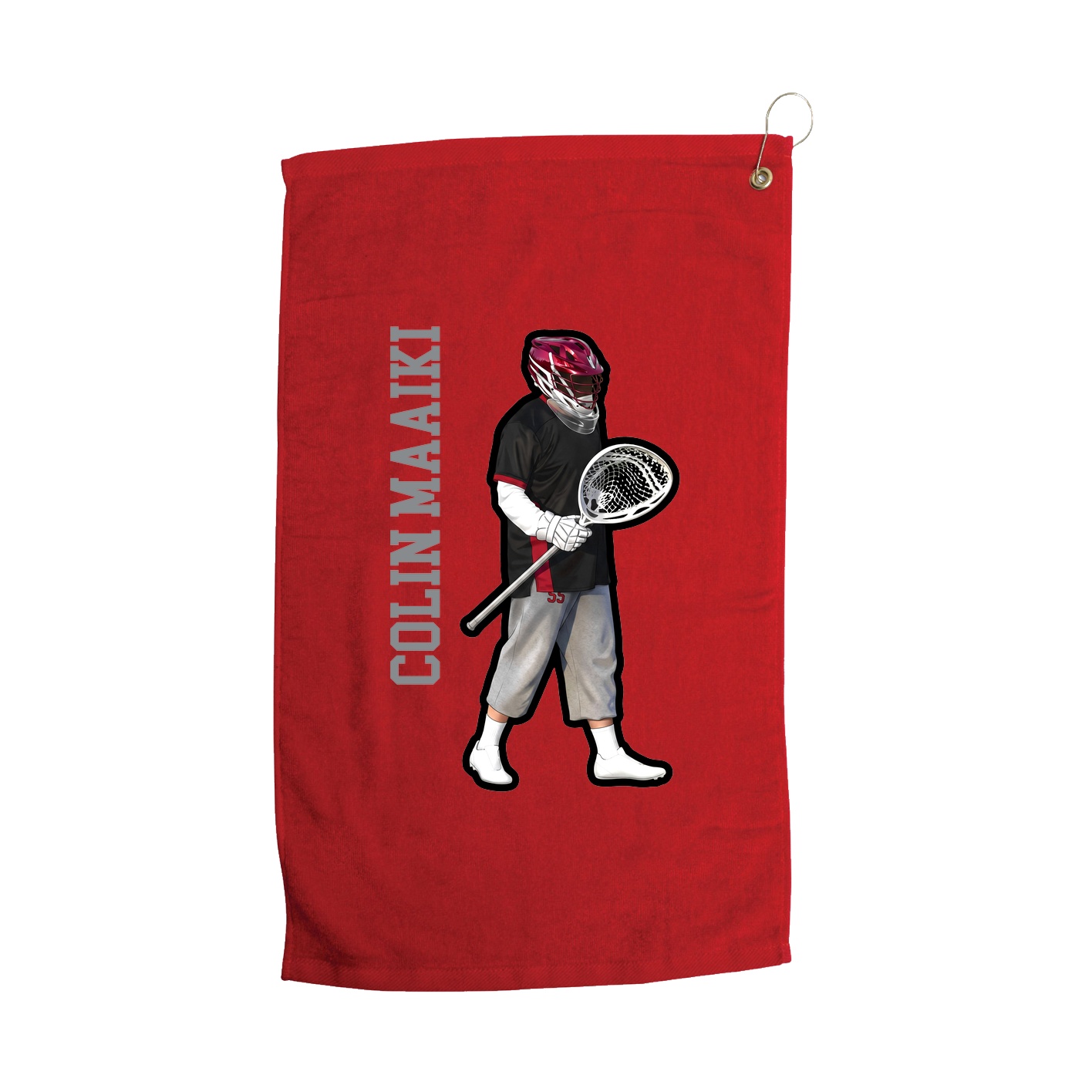 Golf Towel — Name Vertical in Red