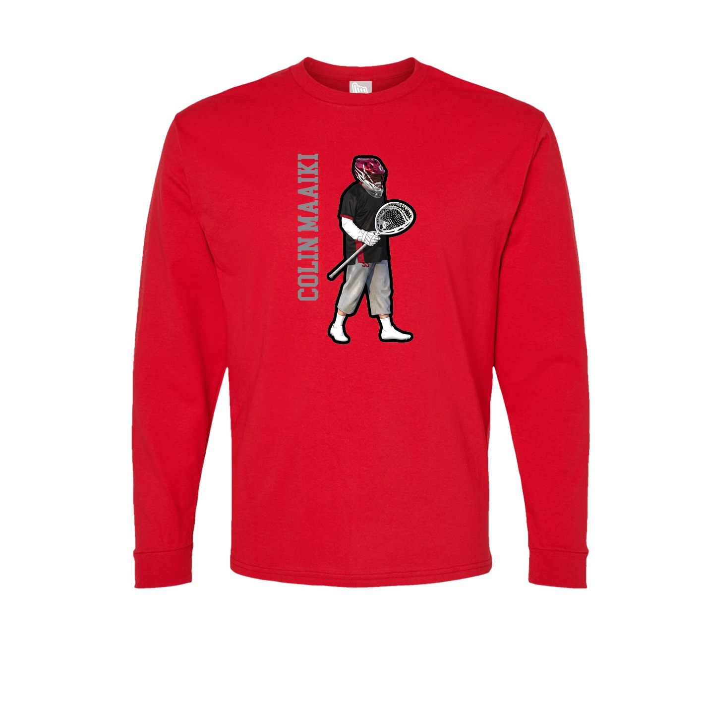 Long Sleeve Tee — Name Vertical in Red