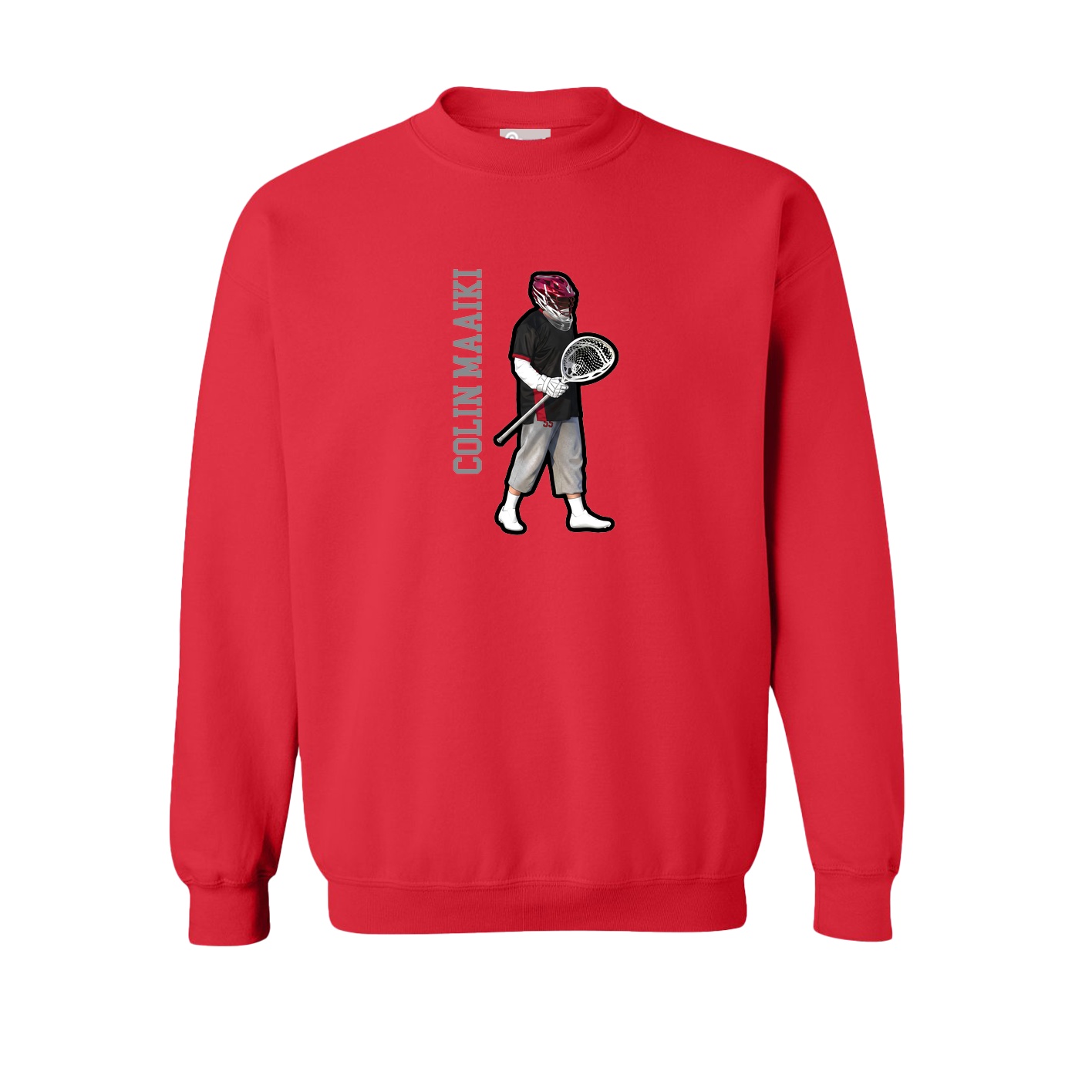 Fleece Crew — Name Vertical in Red