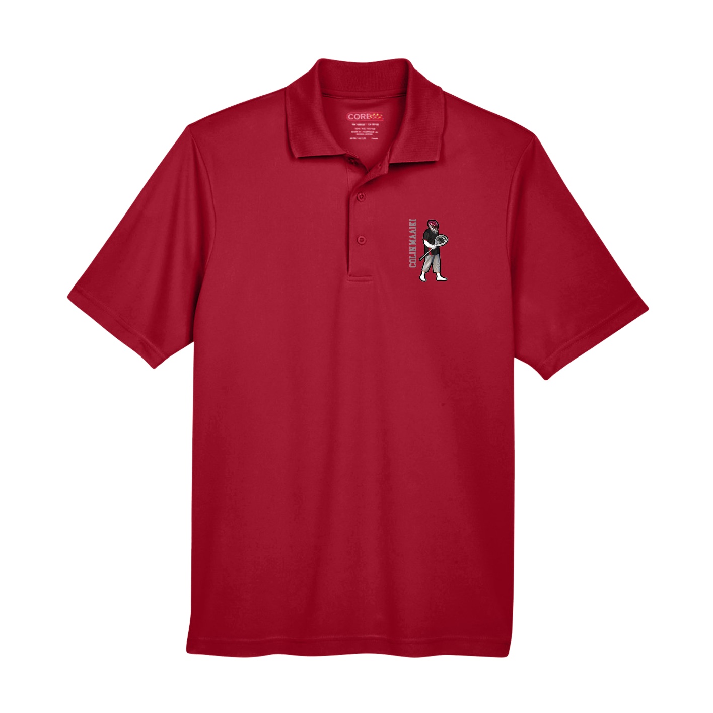 Performance Polo — Name Vertical in Red