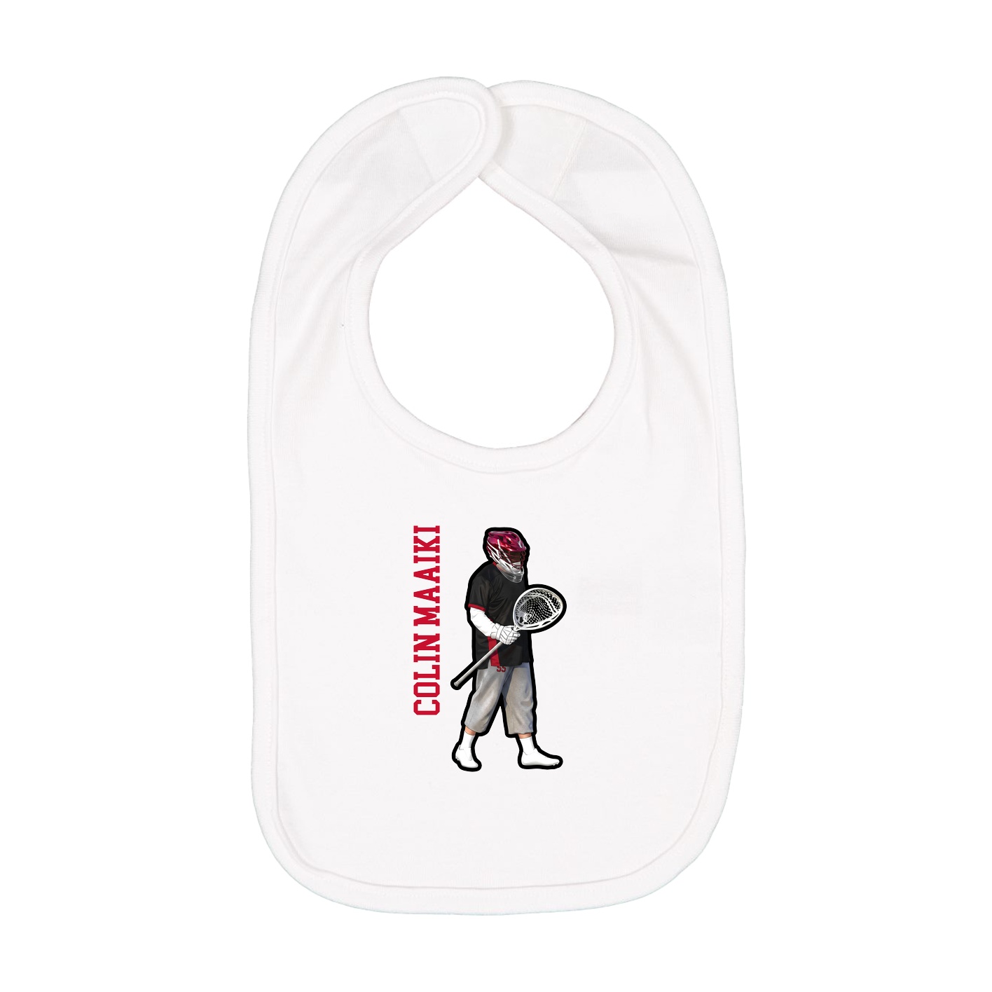 Infant Bib — Name Vertical in White