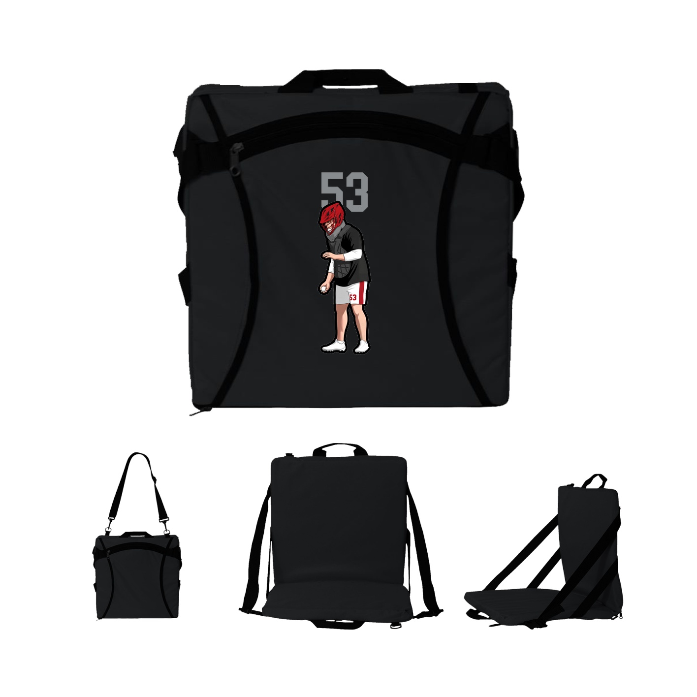Folding Stadium Seat — Number Top in Black