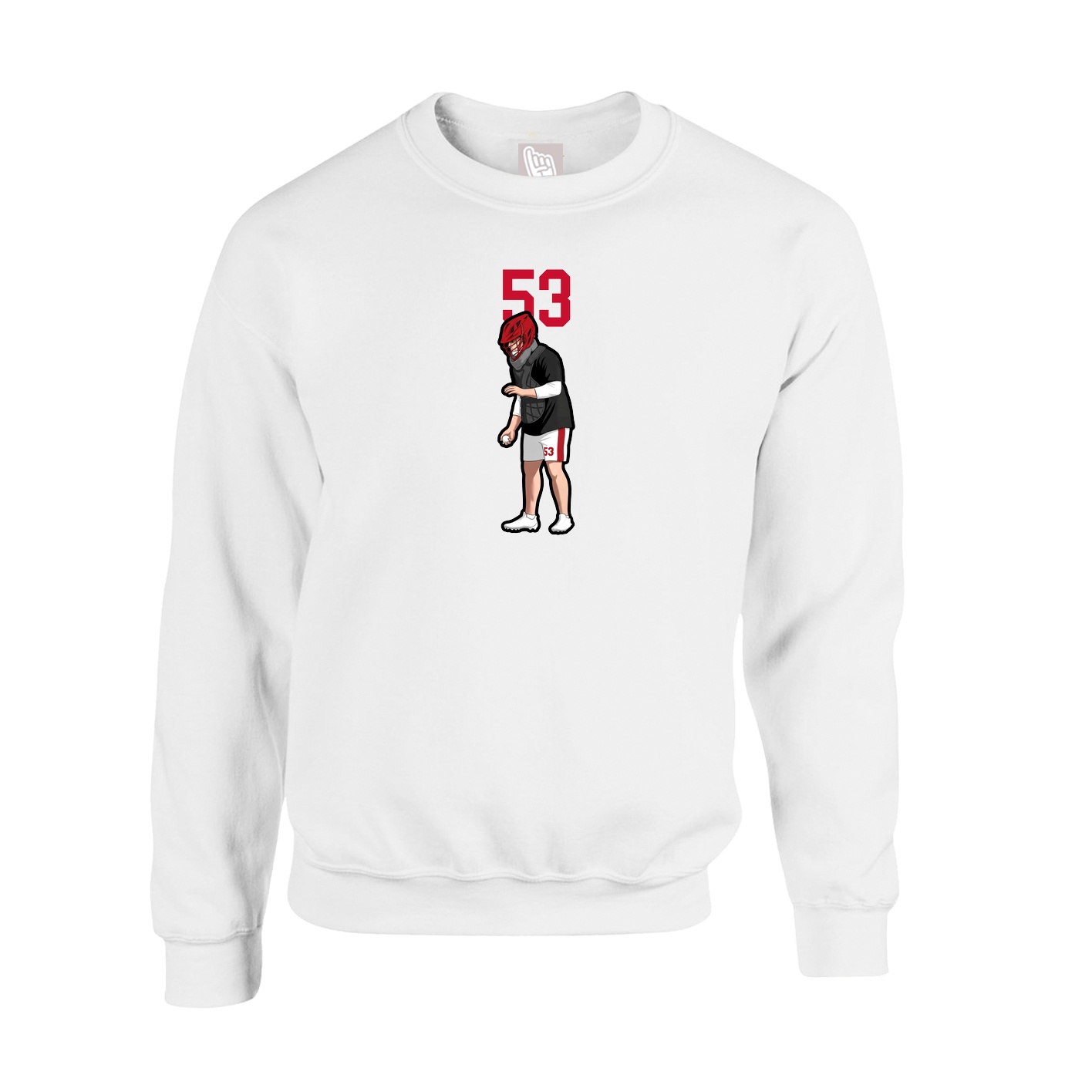 Fleece Crew — Number Top in White