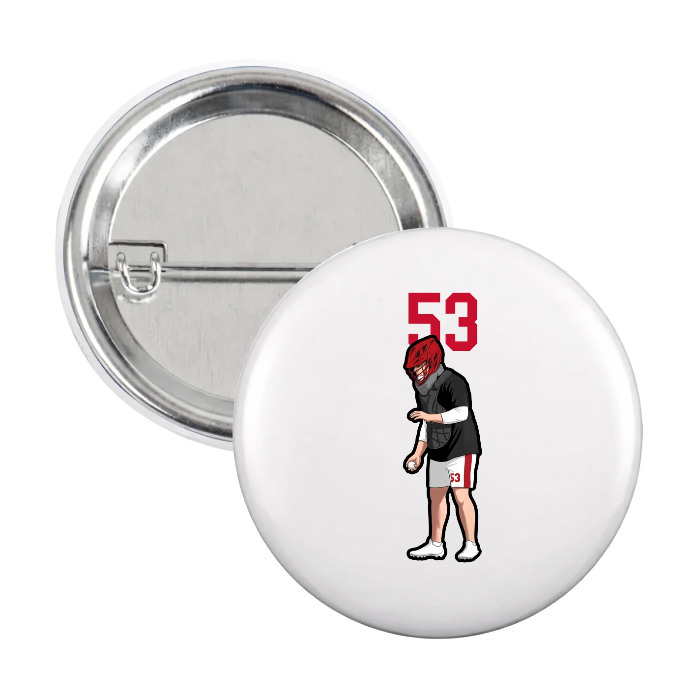 Game Day Button — Number Top in White