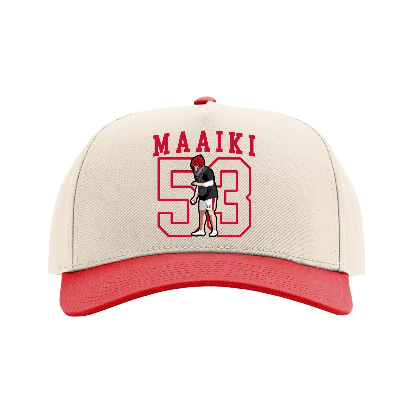 Full Fabric Five-Panel Champ Cap — Shirsey in Cream/Red