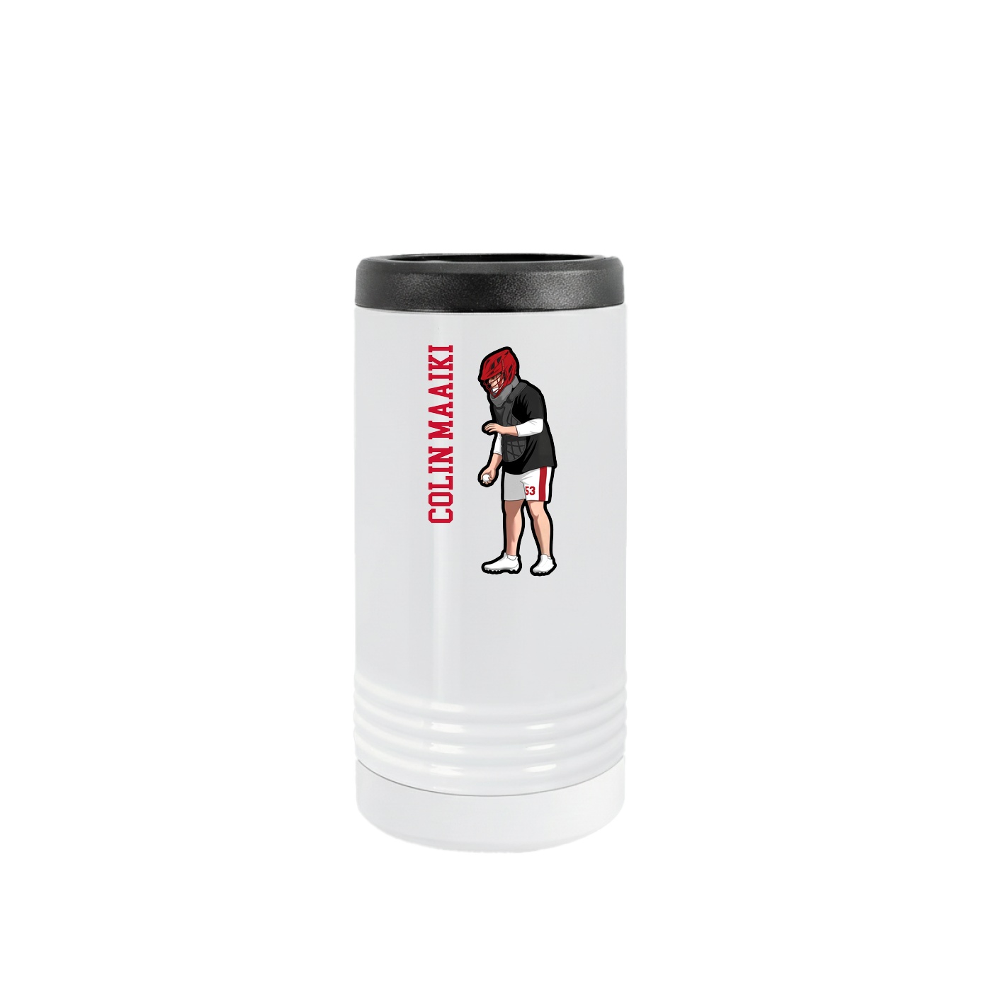 Slim Beverage Holder — Name Vertical in White
