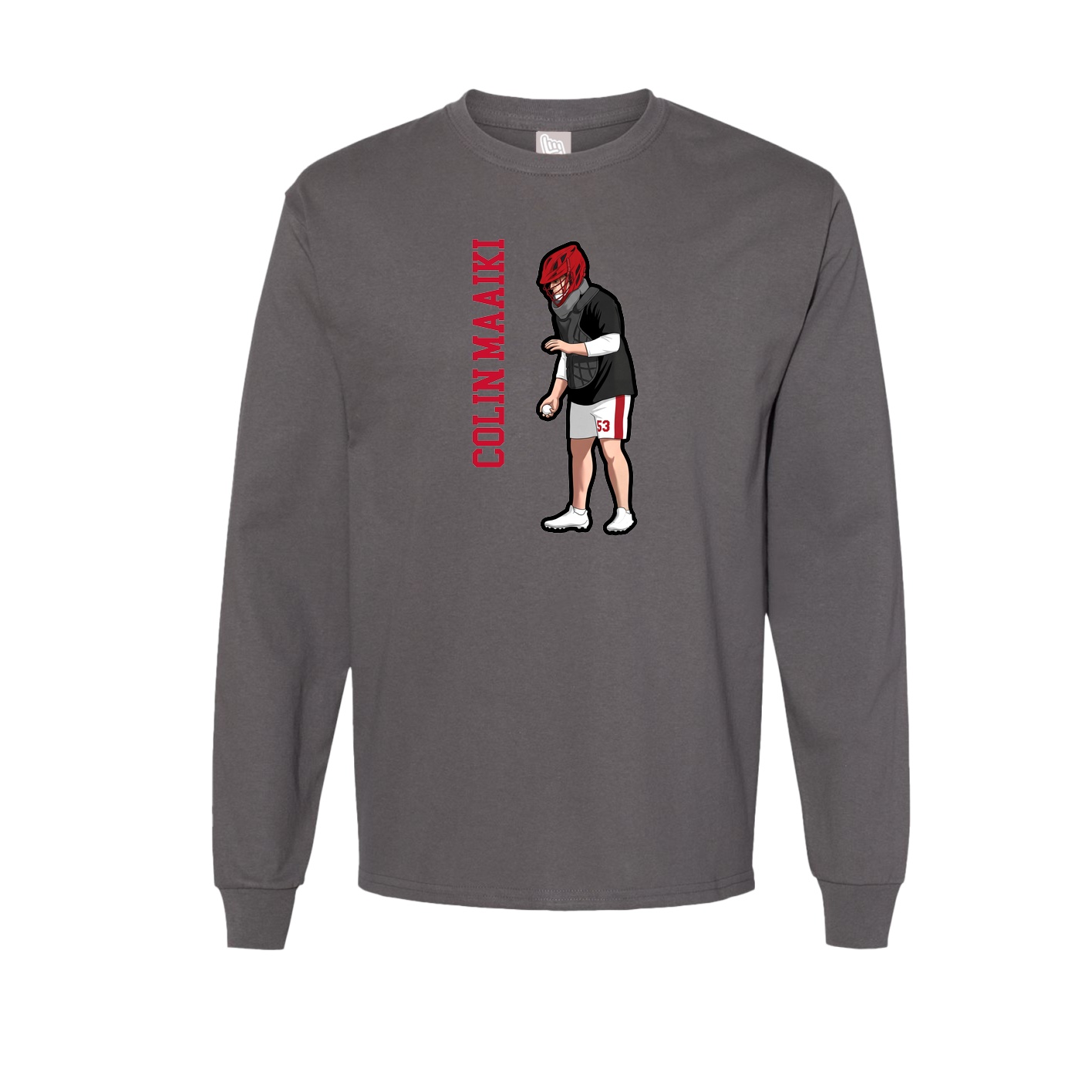 Long Sleeve Tee — Name Vertical in Grey