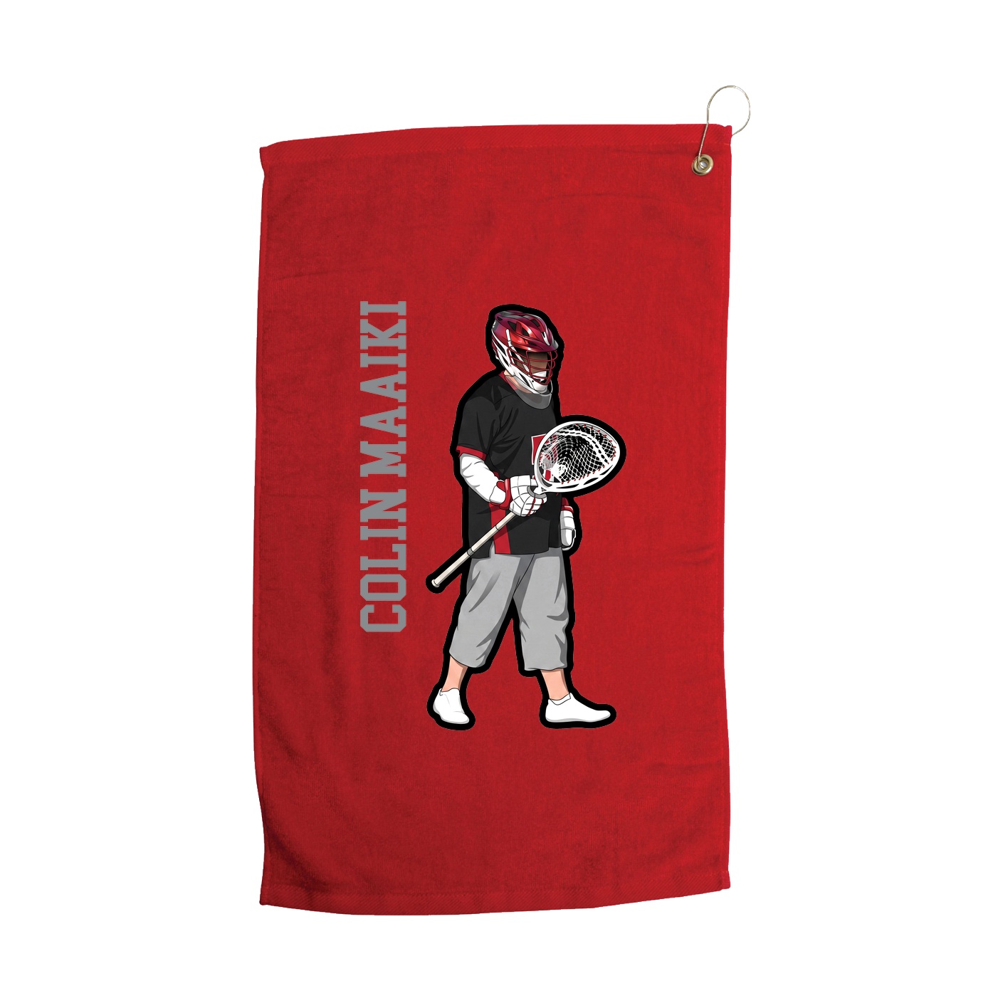 Golf Towel — Name Vertical in Red